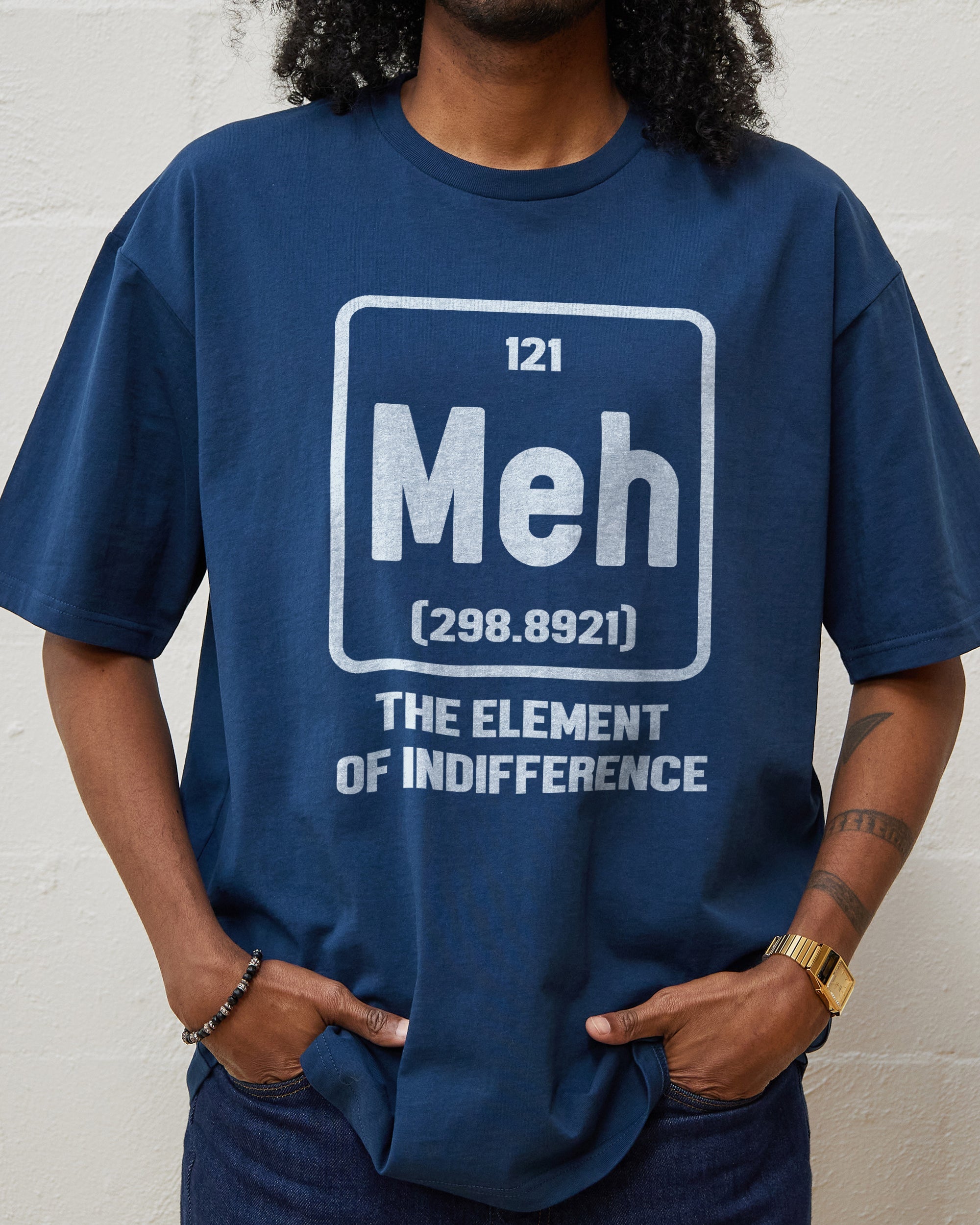 Meh The Element of Indifference T-Shirt Australia Online #colour_navy