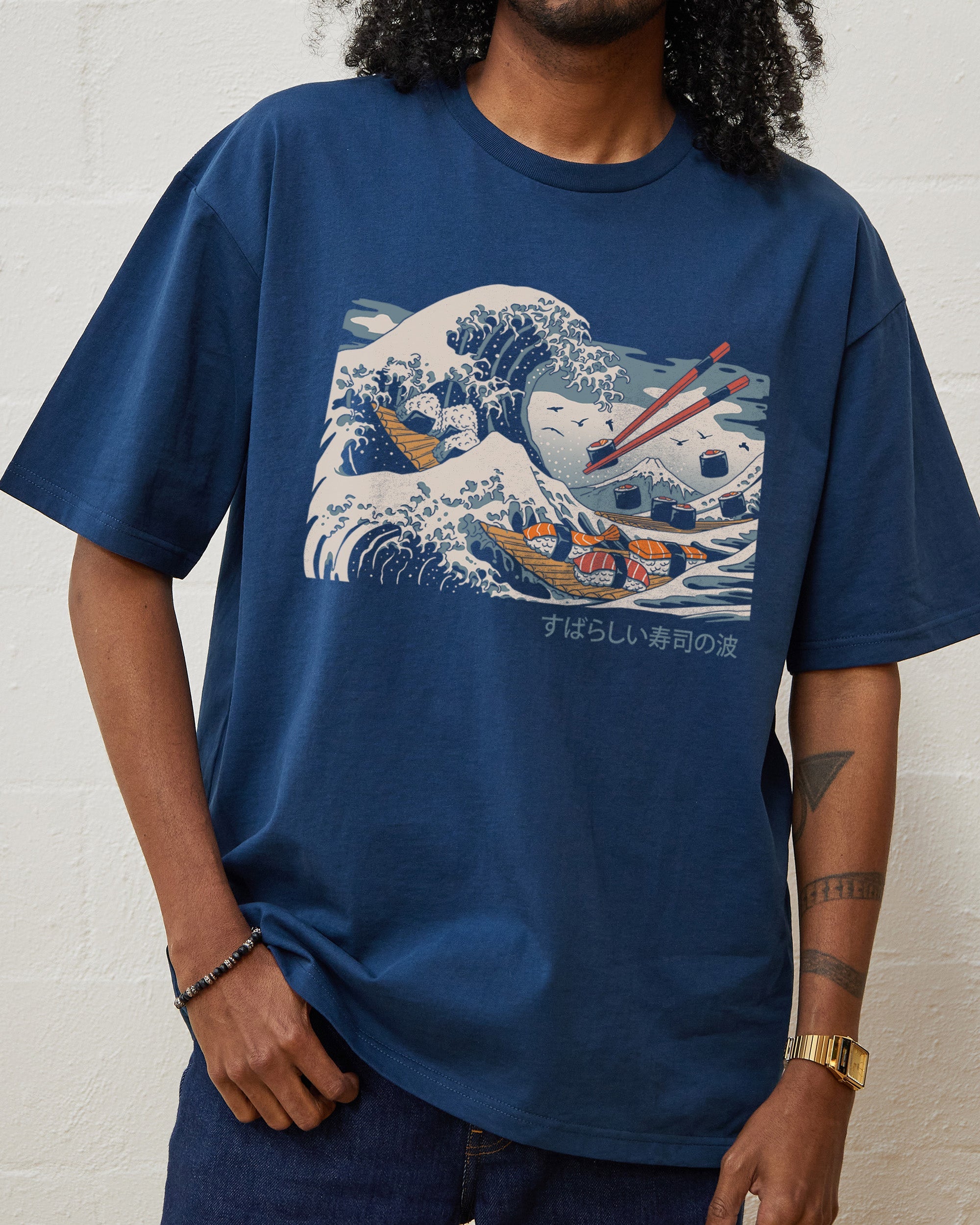 The Great Sushi Wave T-Shirt Australia Online #colour_navy