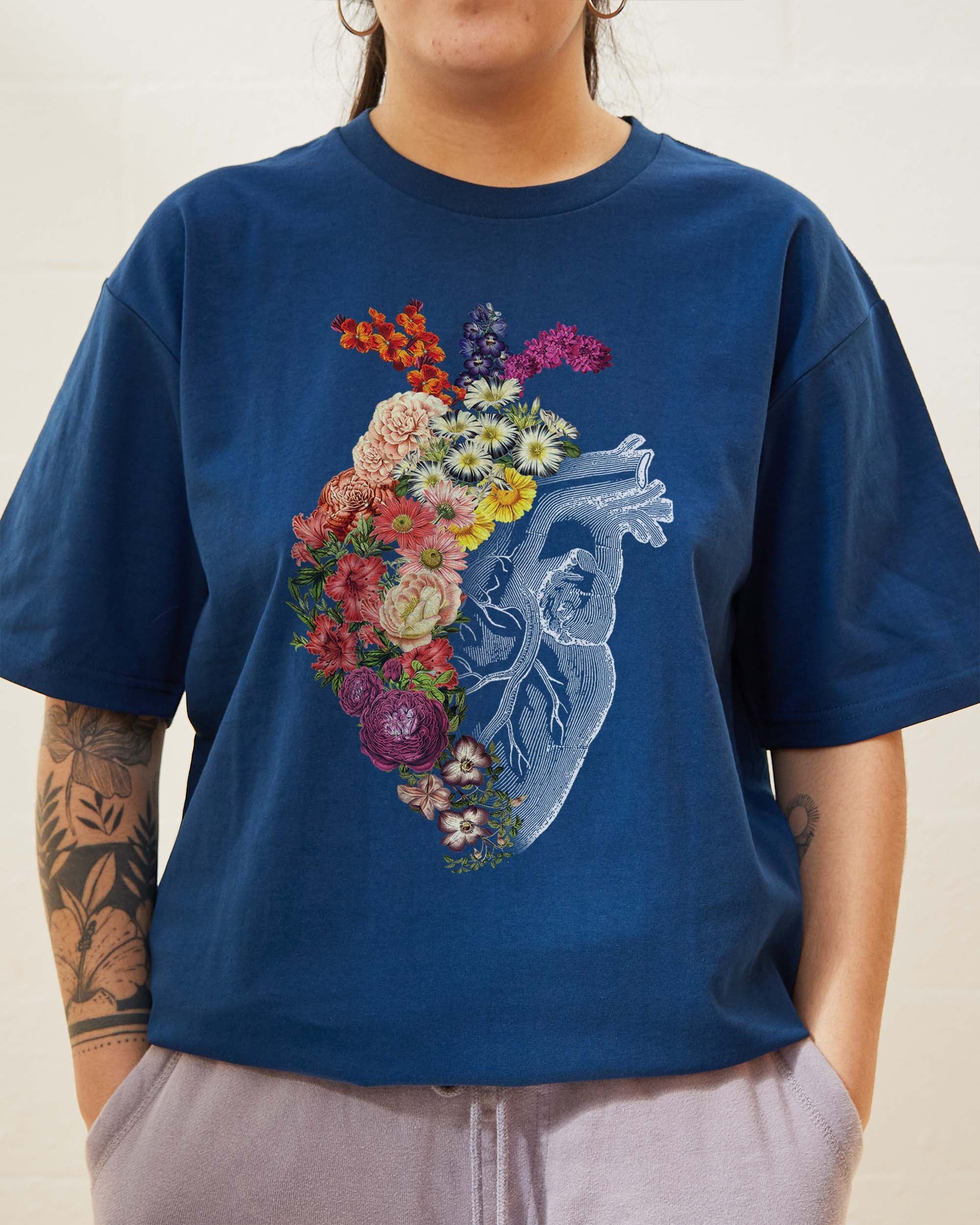 Flower Heart Spring T-Shirt Australia Online #colour_navy