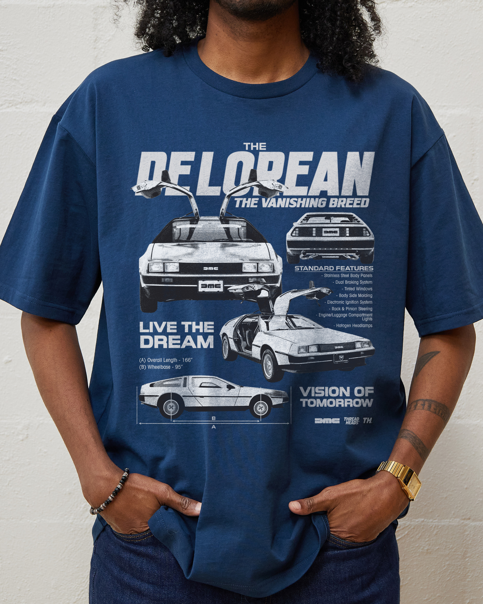 DeLorean Blueprint T-Shirt Australia Online Navy