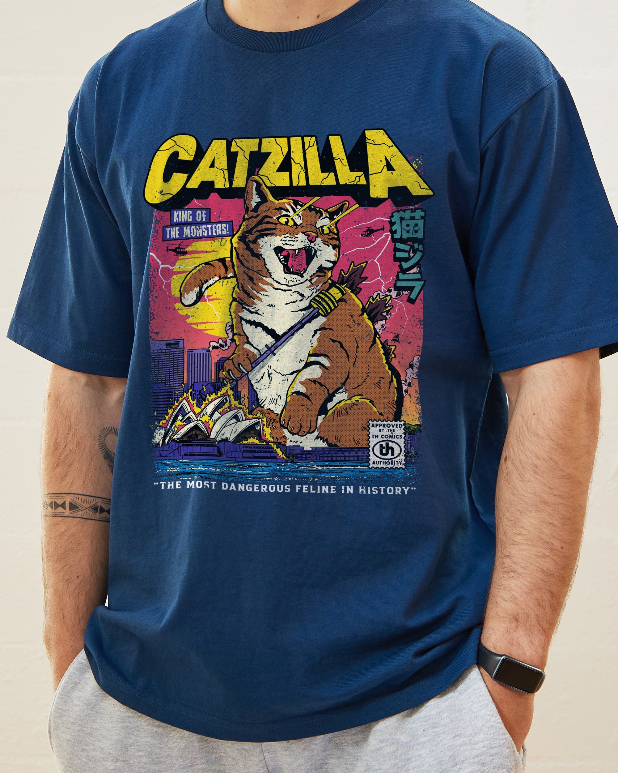 Catzilla Retro Titan T-Shirt Australia Online Navy