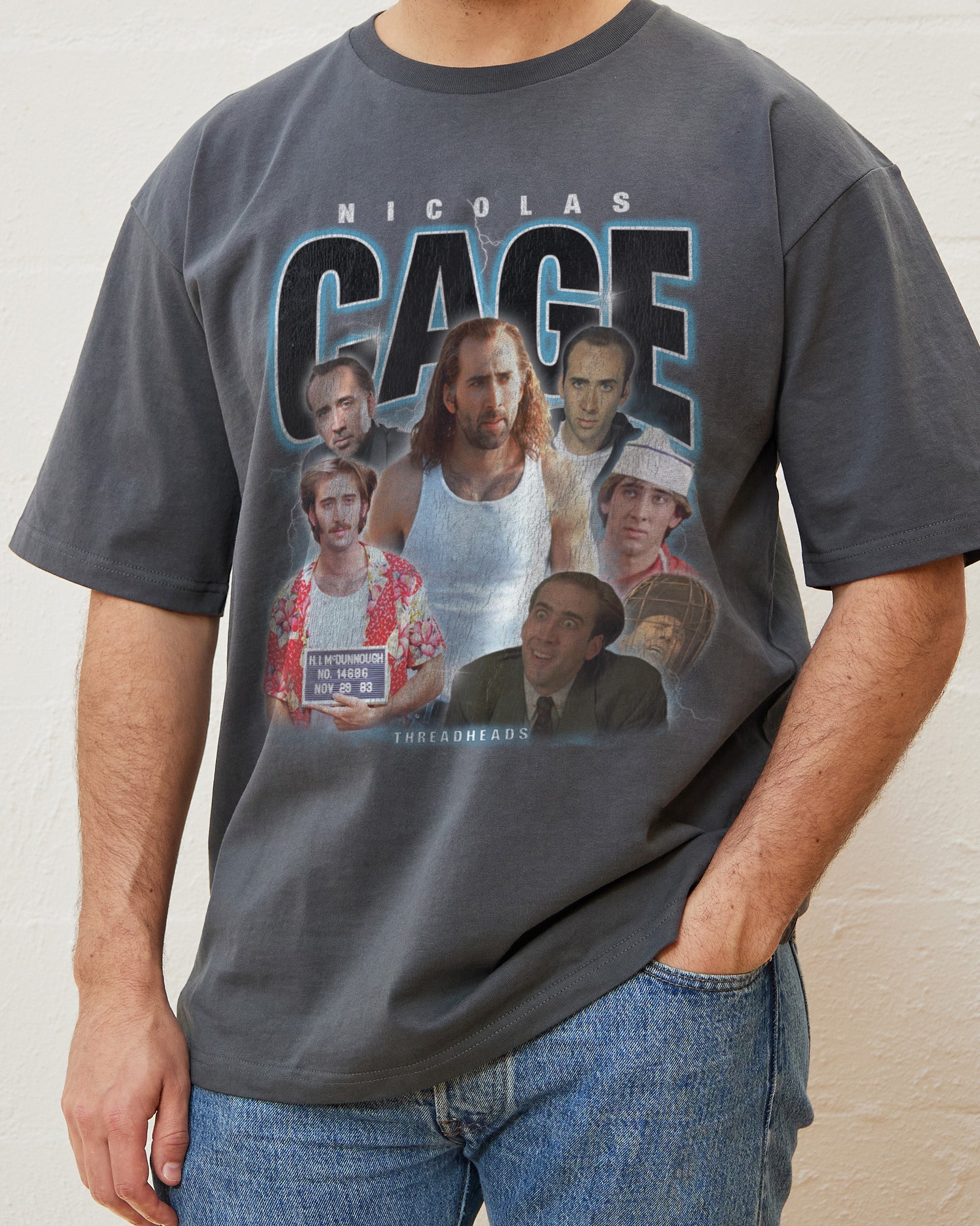 Nic Cage T-Shirt Australia Online Charcoal