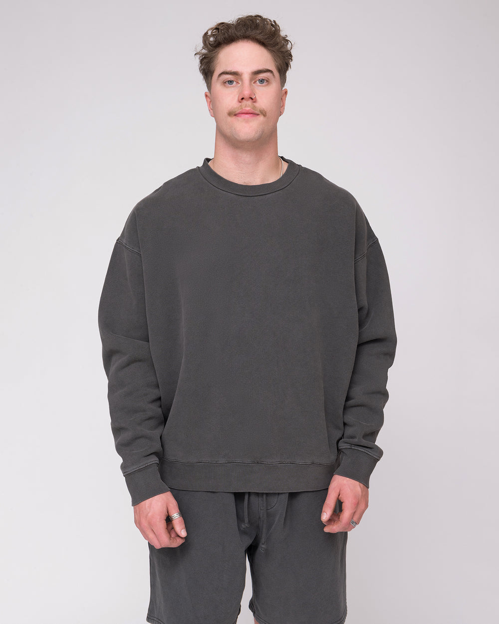 CLUBHAUS × TANGRAM HEAVY WEIGHT CREW Tangram Clubhouse Collaboration Crew Sweatshirt Gray