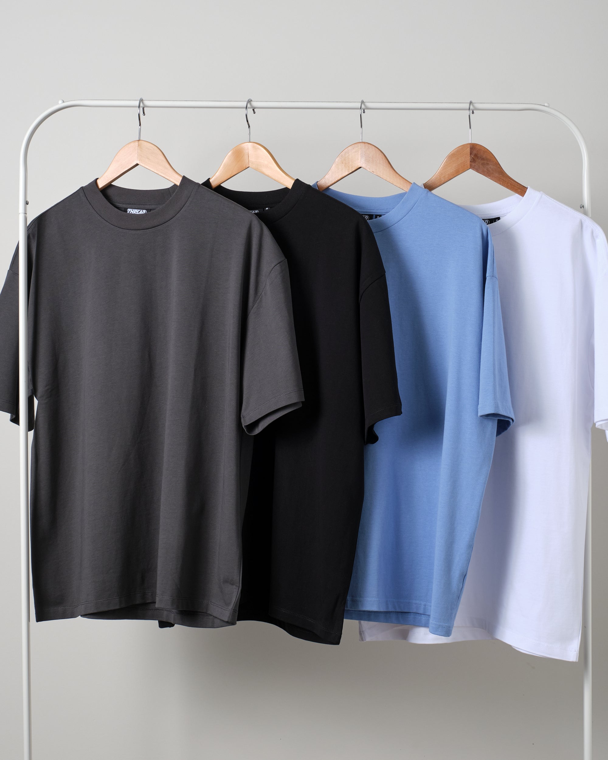 Oversized Tee 4 Pack: Charcoal, Black, Powder Blue, White