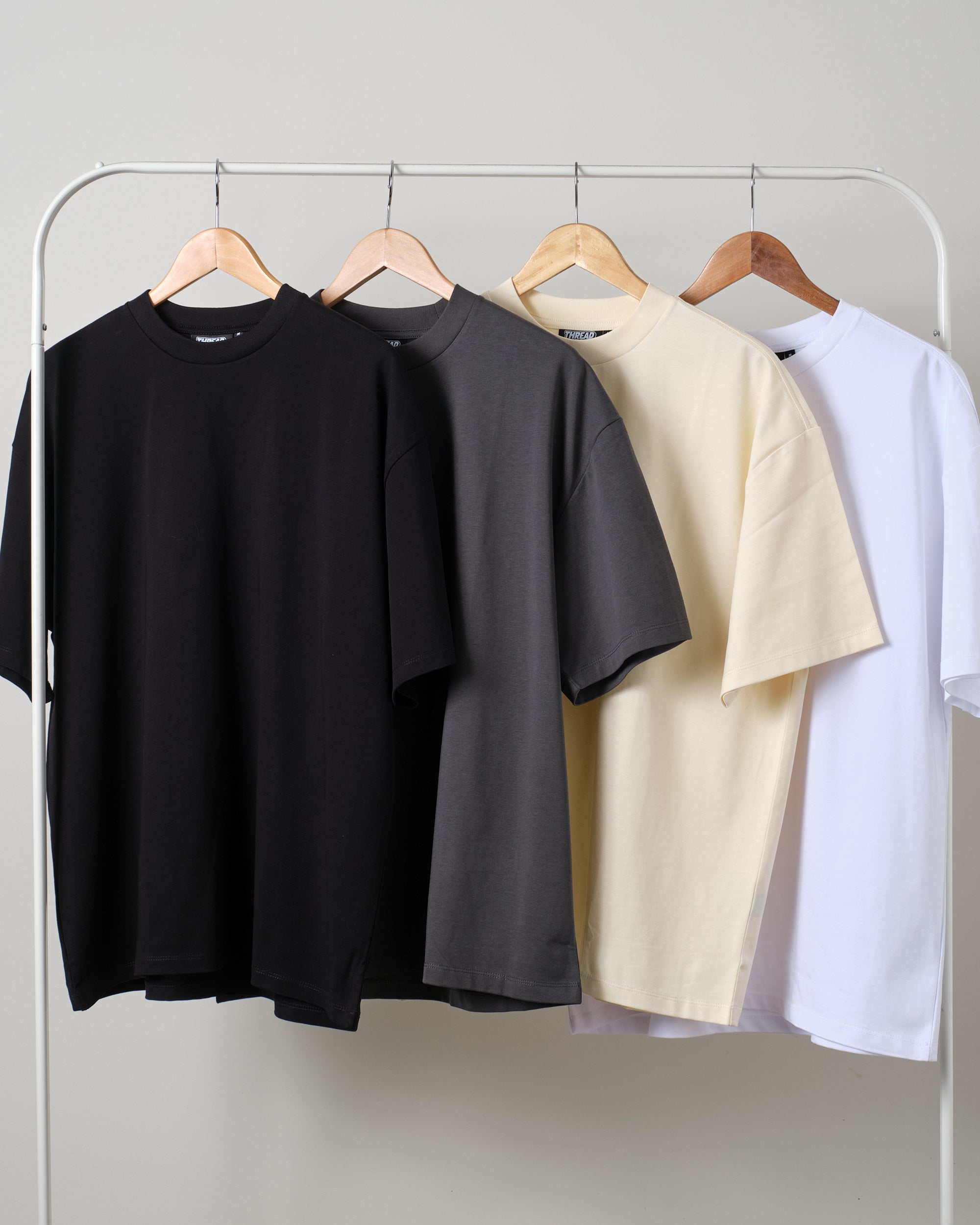 Oversized Tee 4 Pack: Black, Charcoal, Natural, White Australia Online Threadheads