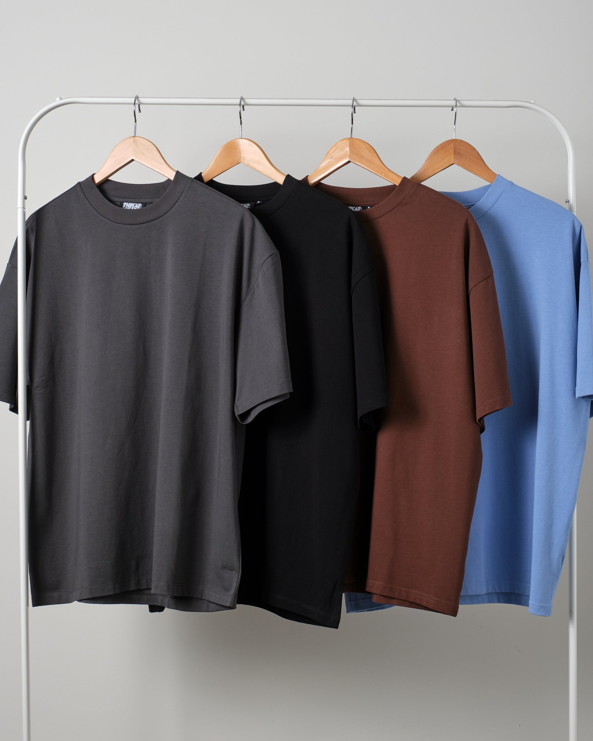 Oversized Tee 4 Pack: Charcoal, Black, Brown, Powder Blue