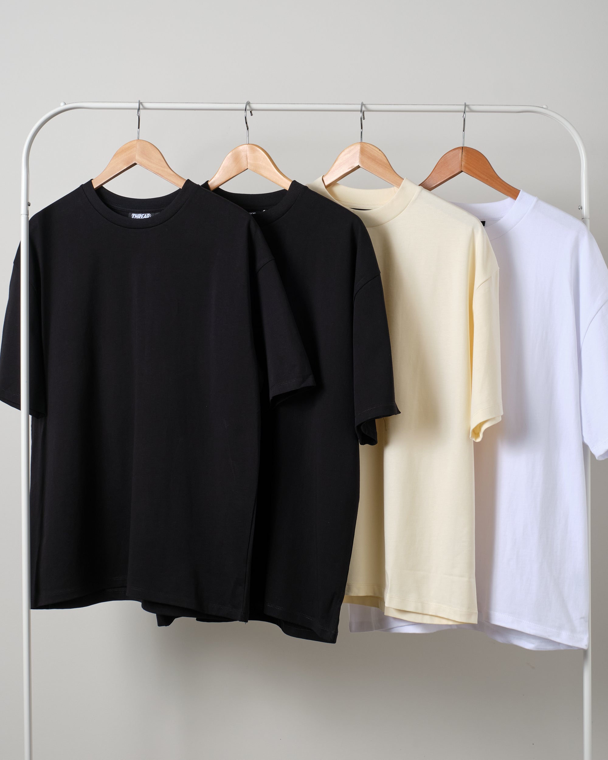 Oversized Tee 4 Pack: Black, Natural, White