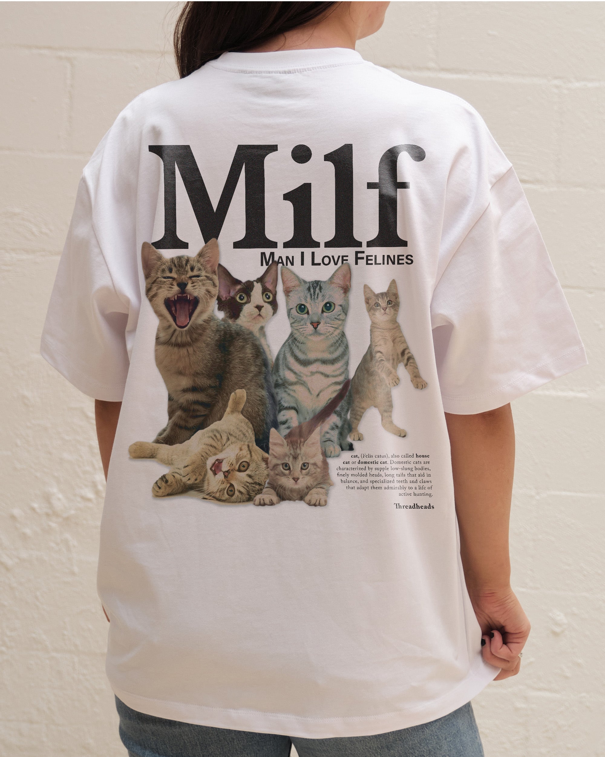 Man I Love Felines Front and Back Oversized Tee