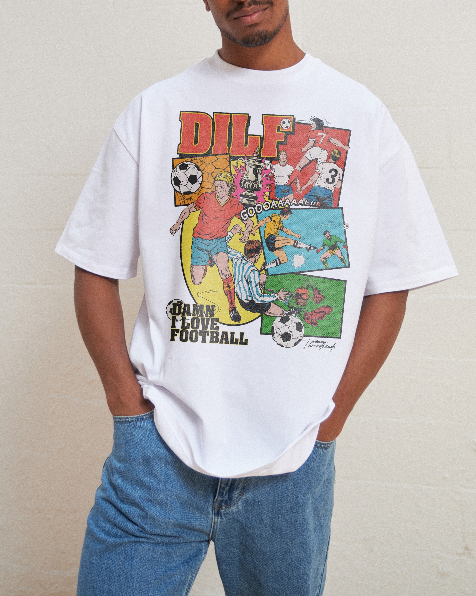 DILF FOOTBALL Oversized Tee Australia Online White