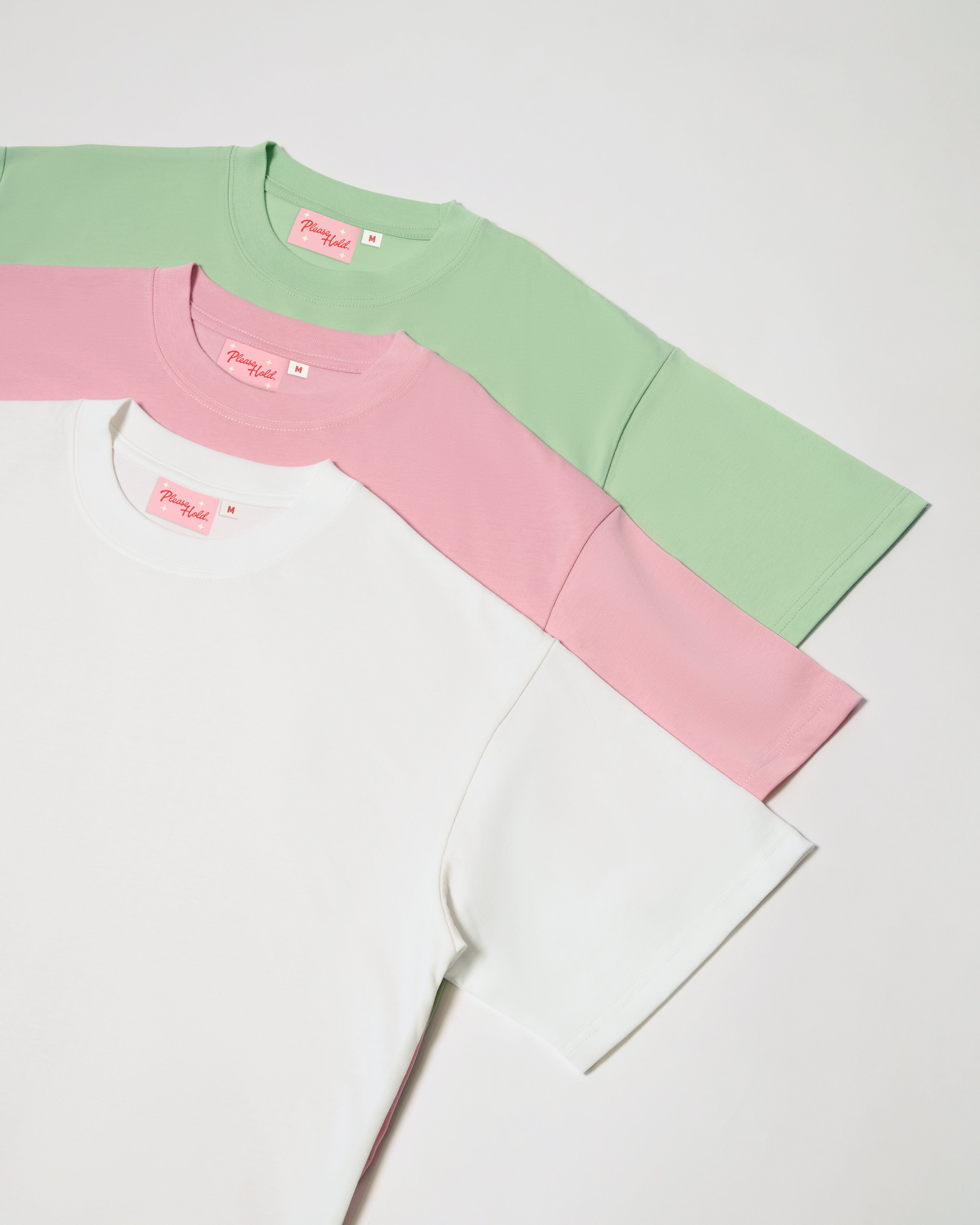 Boxy Crop Tee 3-Pack: White, Pink, Pistachio