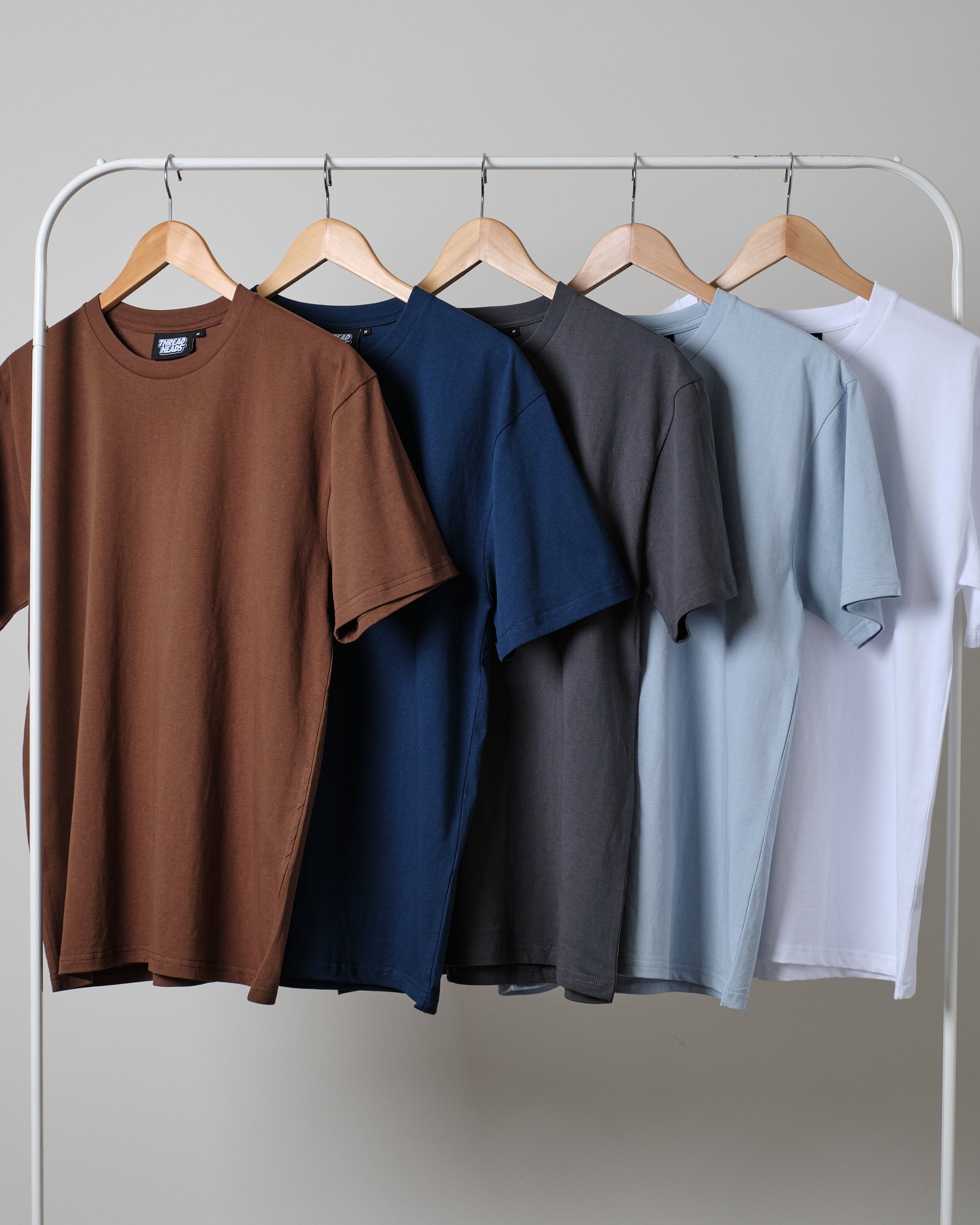 Classic Tee 5-Pack: Brown, Navy, Charcoal, Pale Blue, White