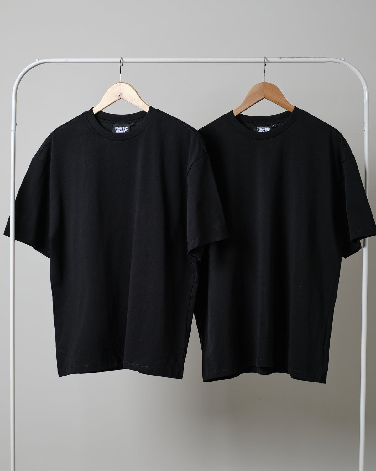 Unisex Cotton Oversized Boxed Long Tee Black