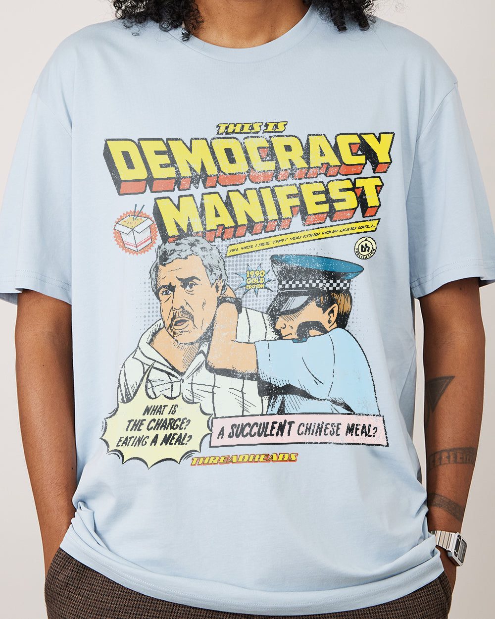 This is Democracy Manifest T-Shirt Australia Online #colour_pale blue