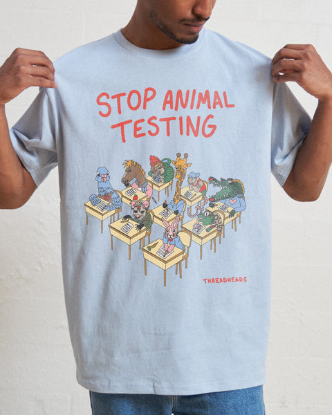 top gear shirt tested on animals Stop Animal Testing T-Shirt | 3XL | Regular Fit | Pale Blue | 100% Combed Cotton