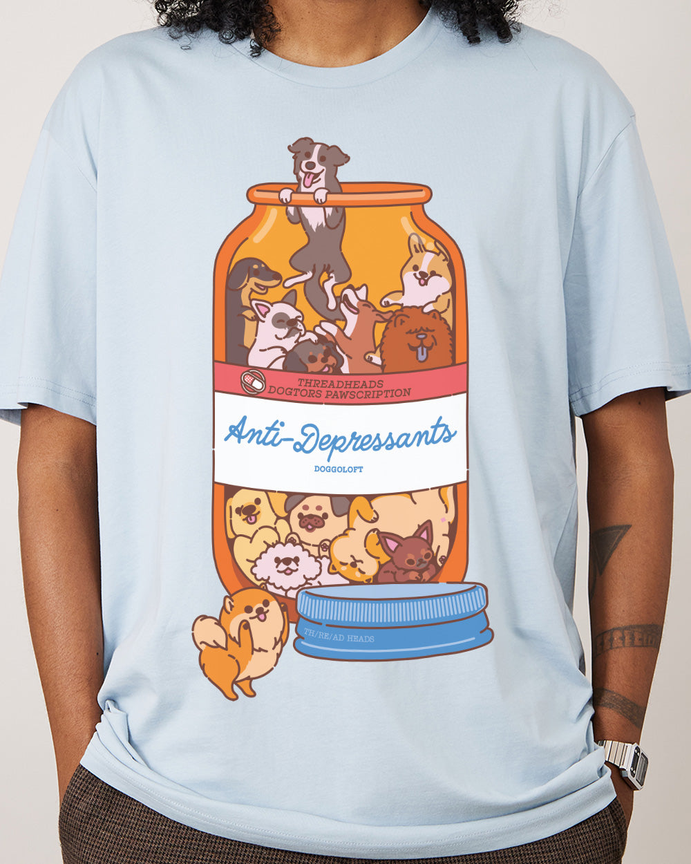 Anti-Depressants Dog Edition T-Shirt Australia Online #colour_pale blue