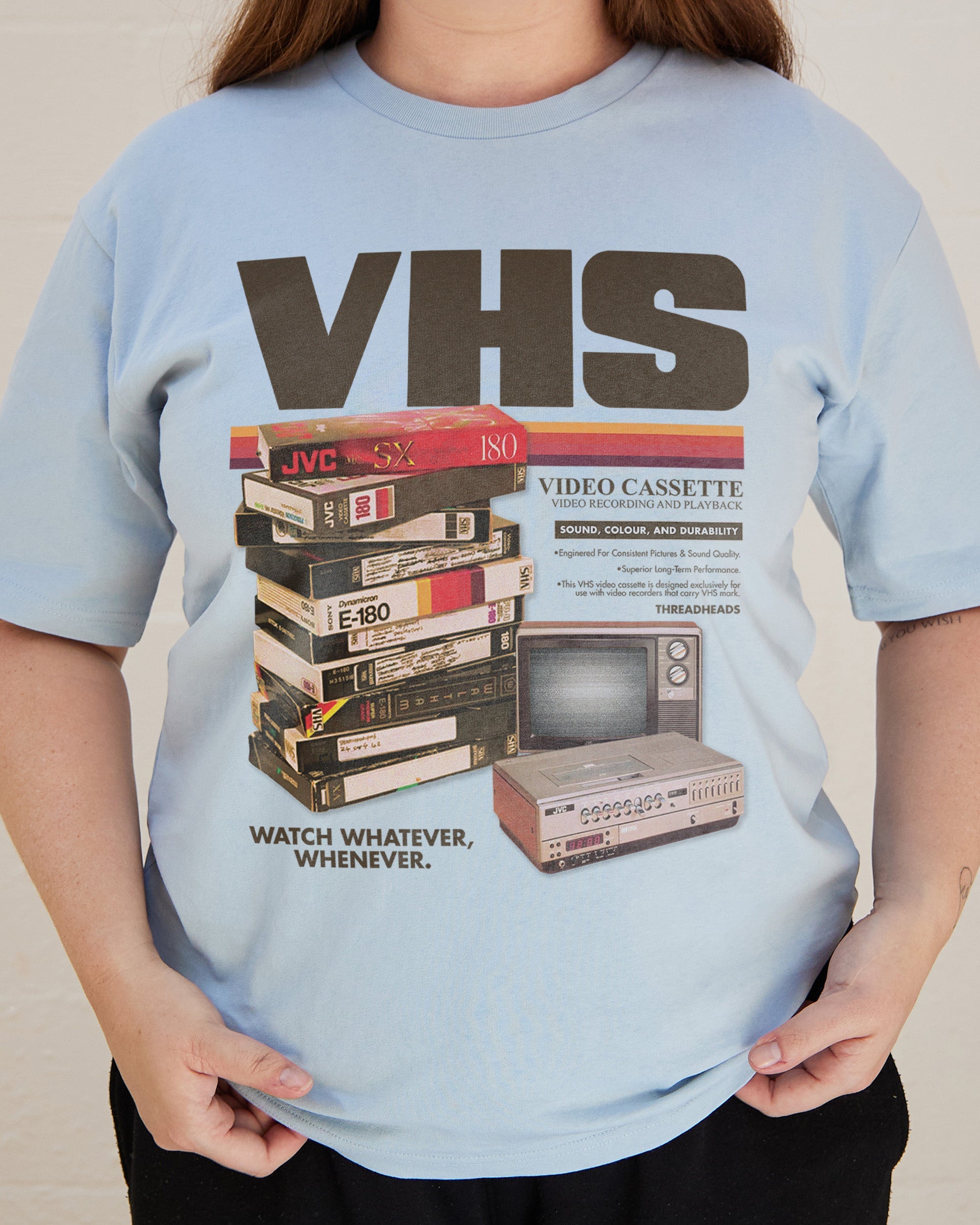 Vintage VHS Tapes T-Shirt Australia Online Pale Blue