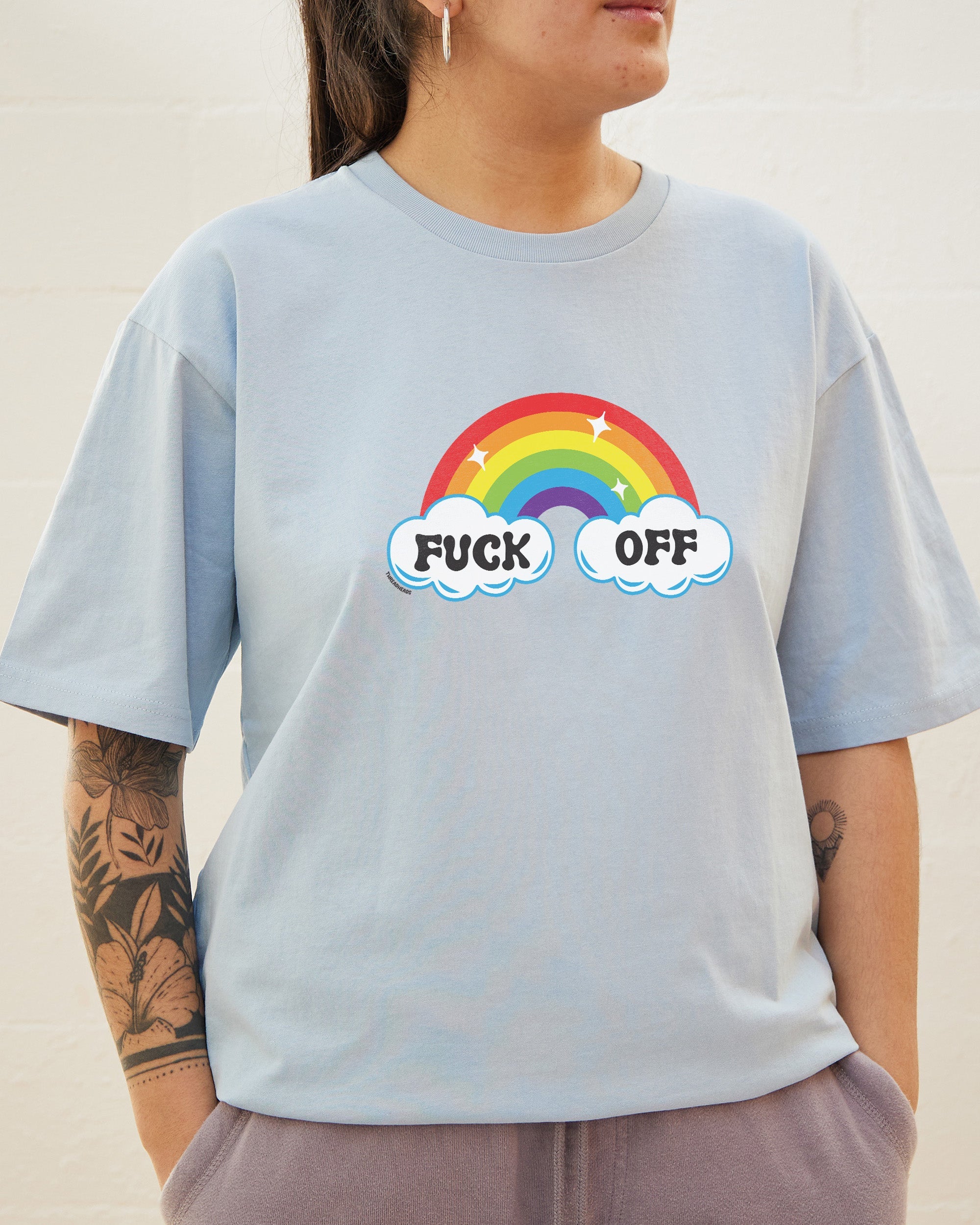 Fk Off Rainbow T-Shirt Australia Online Pale Blue