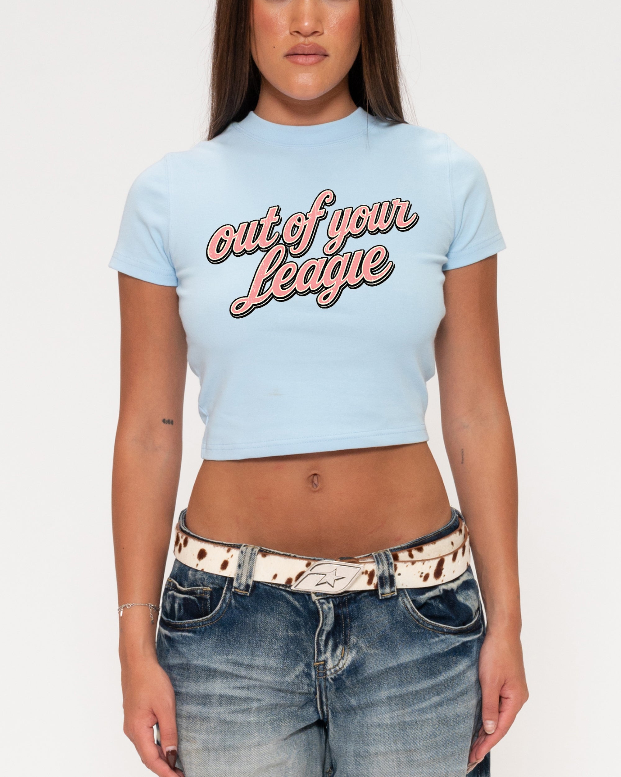 Out of Your League Blue Baby Tee