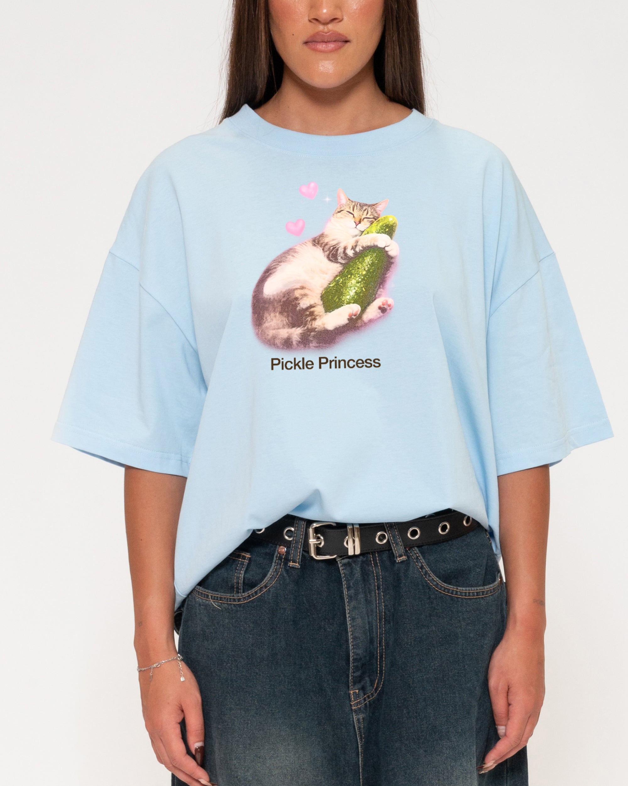  Pickle Princess Blue Boxy Crop Tee
