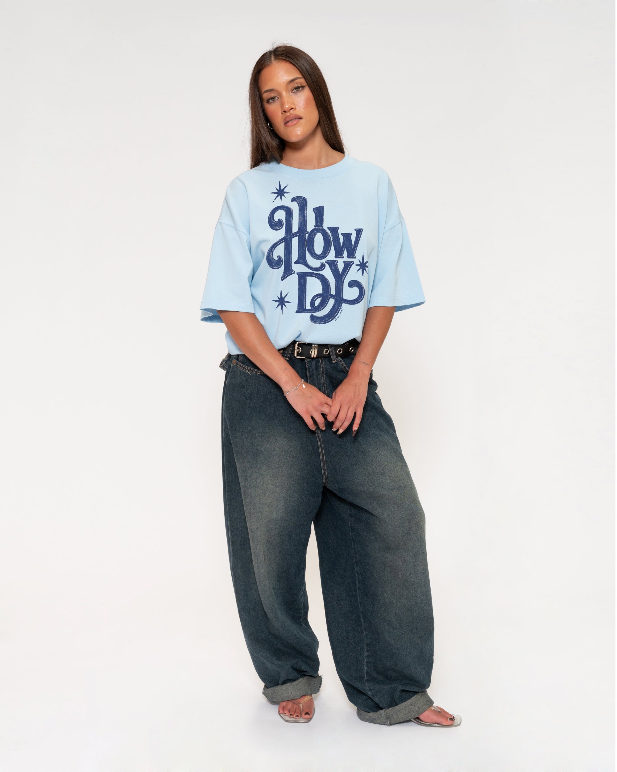 Howdy Blue Boxy Crop Tee