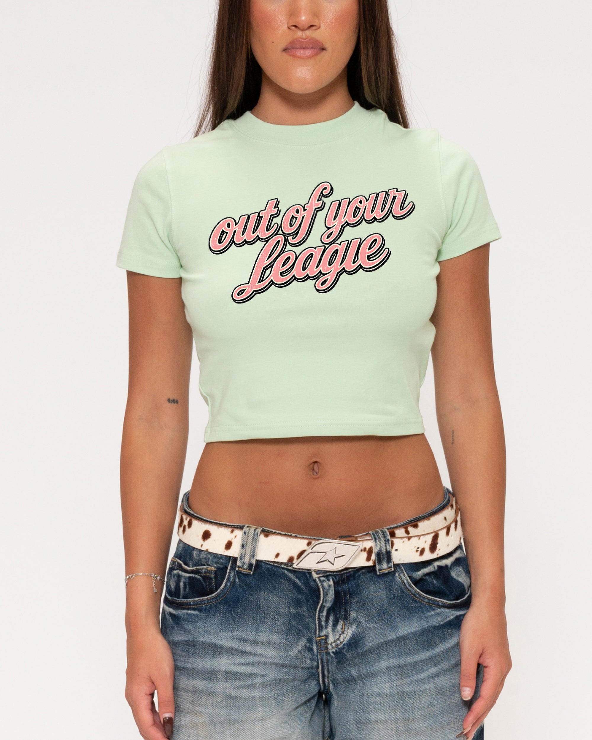 Out of Your League Green Baby Tee