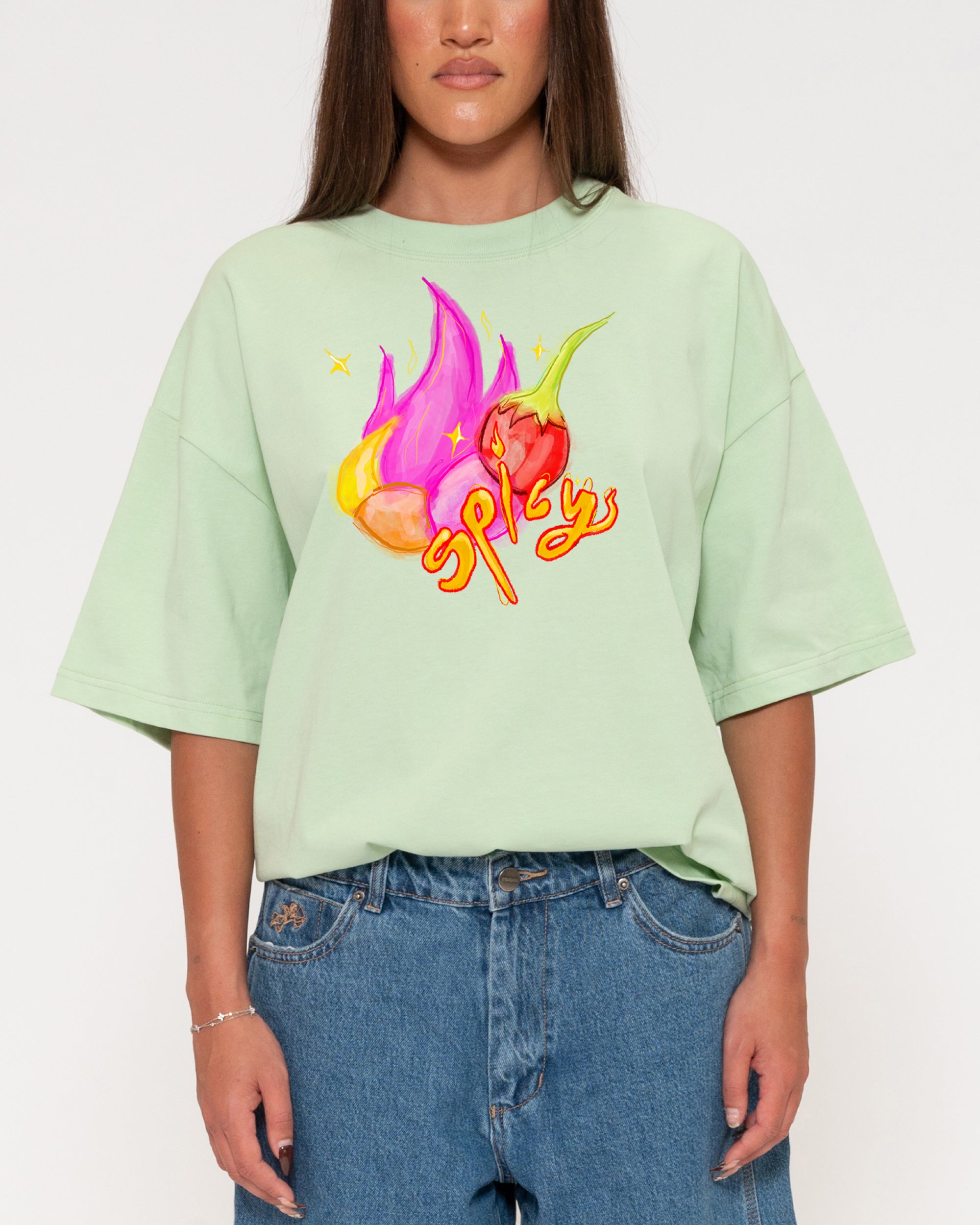 Spicy Green Boxy Crop Tee