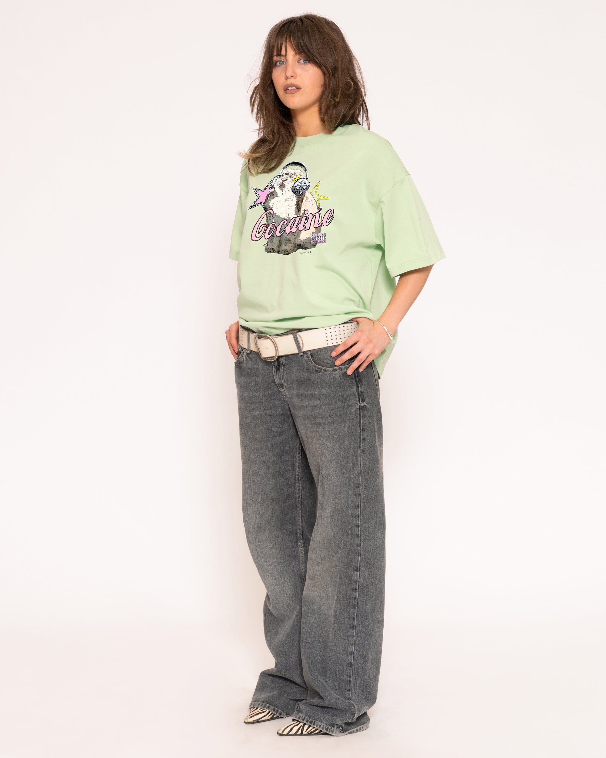 Euphoria Bunny Green Boxy Crop Tee
