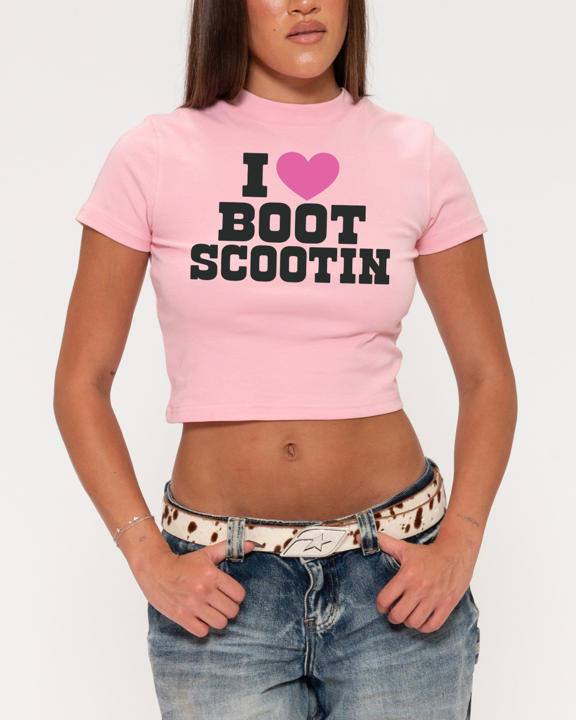 I Love Boot Scootin Pink Baby Tee