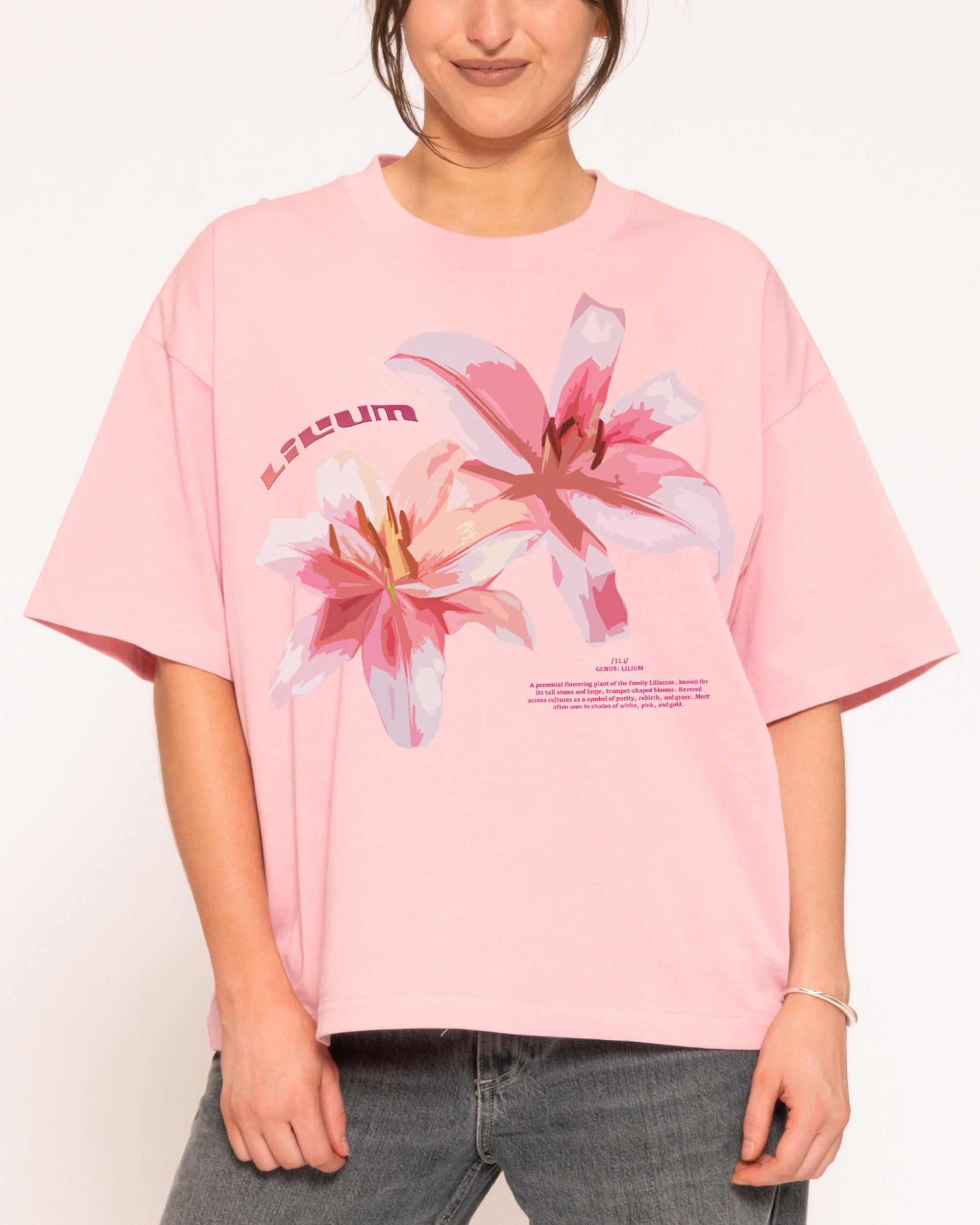 Lilium Pink Boxy Crop Tee
