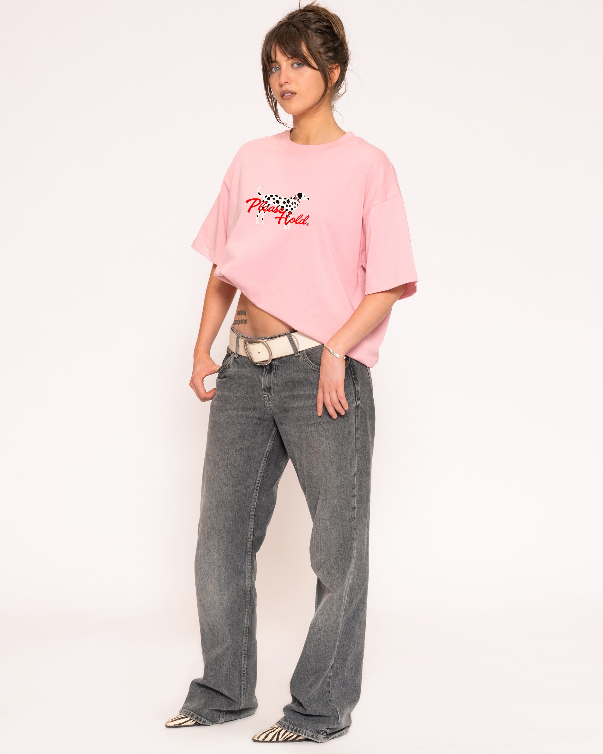 Dalmatian Pink Boxy Crop Tee
