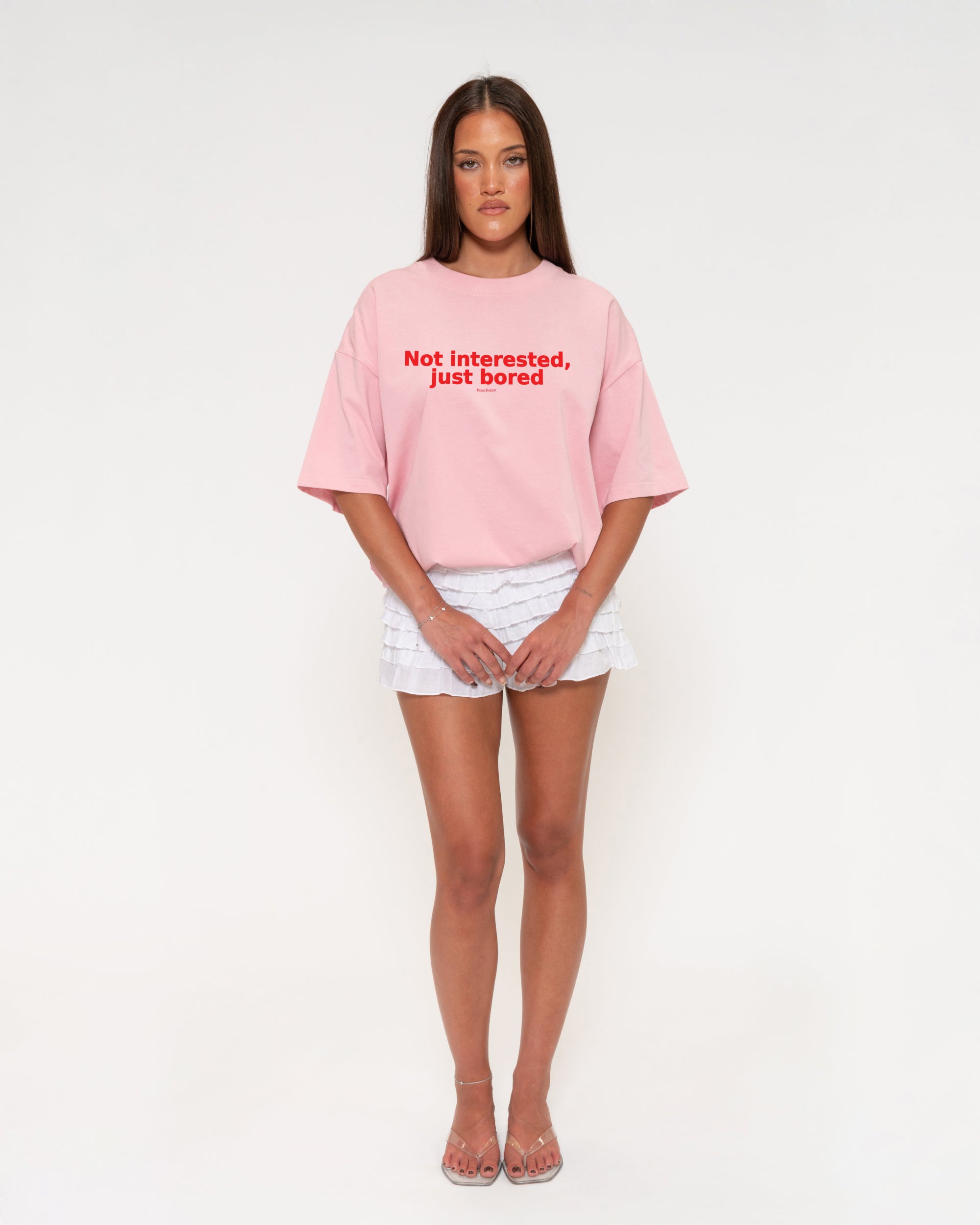 Not Interested, Just Bored Pink Boxy Crop Tee