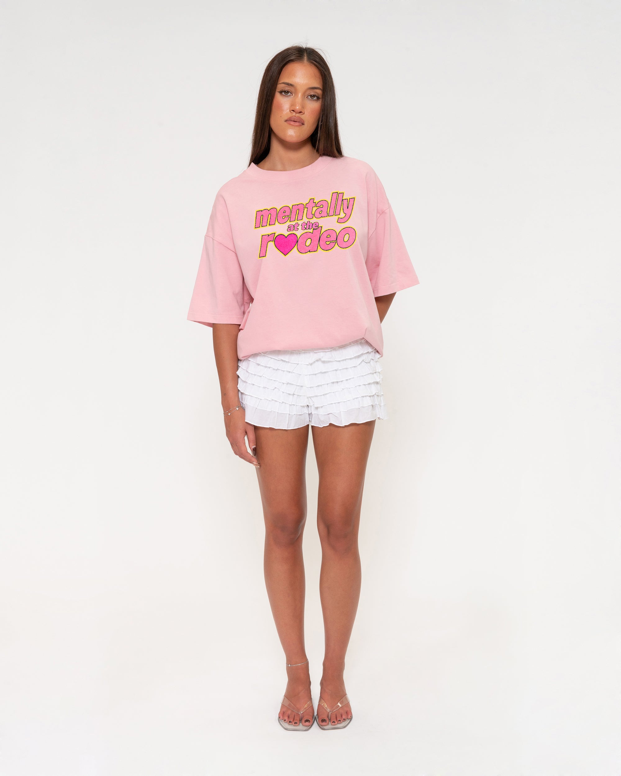 Mentally At The Rodeo Pink Boxy Crop Tee