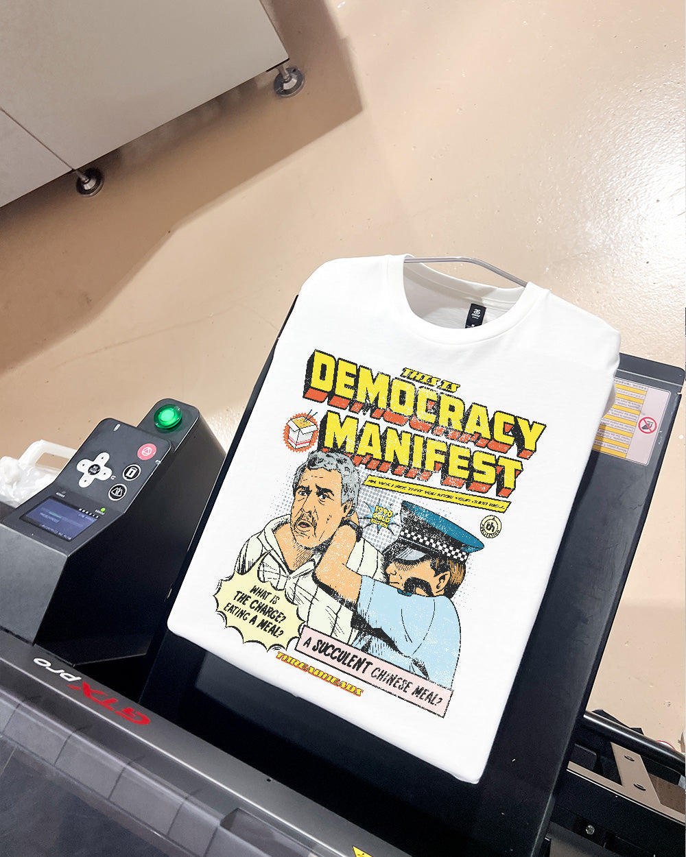 This is Democracy Manifest T-Shirt Australia Online #colour_white