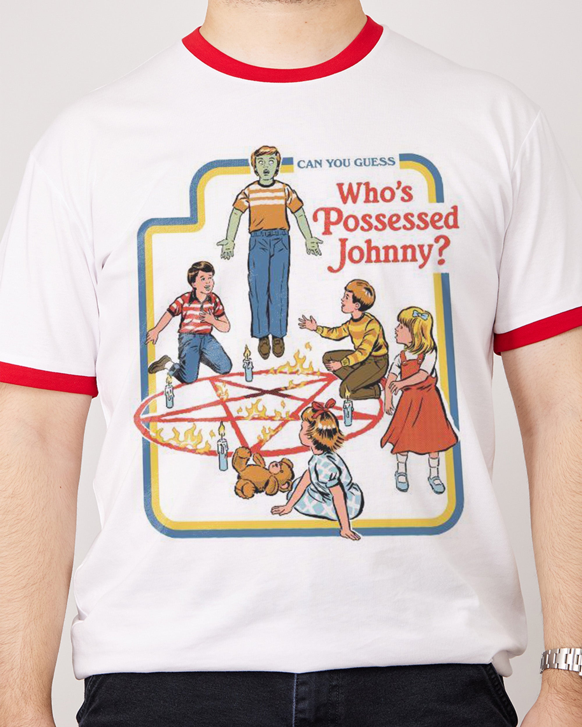 Who's Possessed Johnny? T-Shirt Australia Online #colour_red ringer