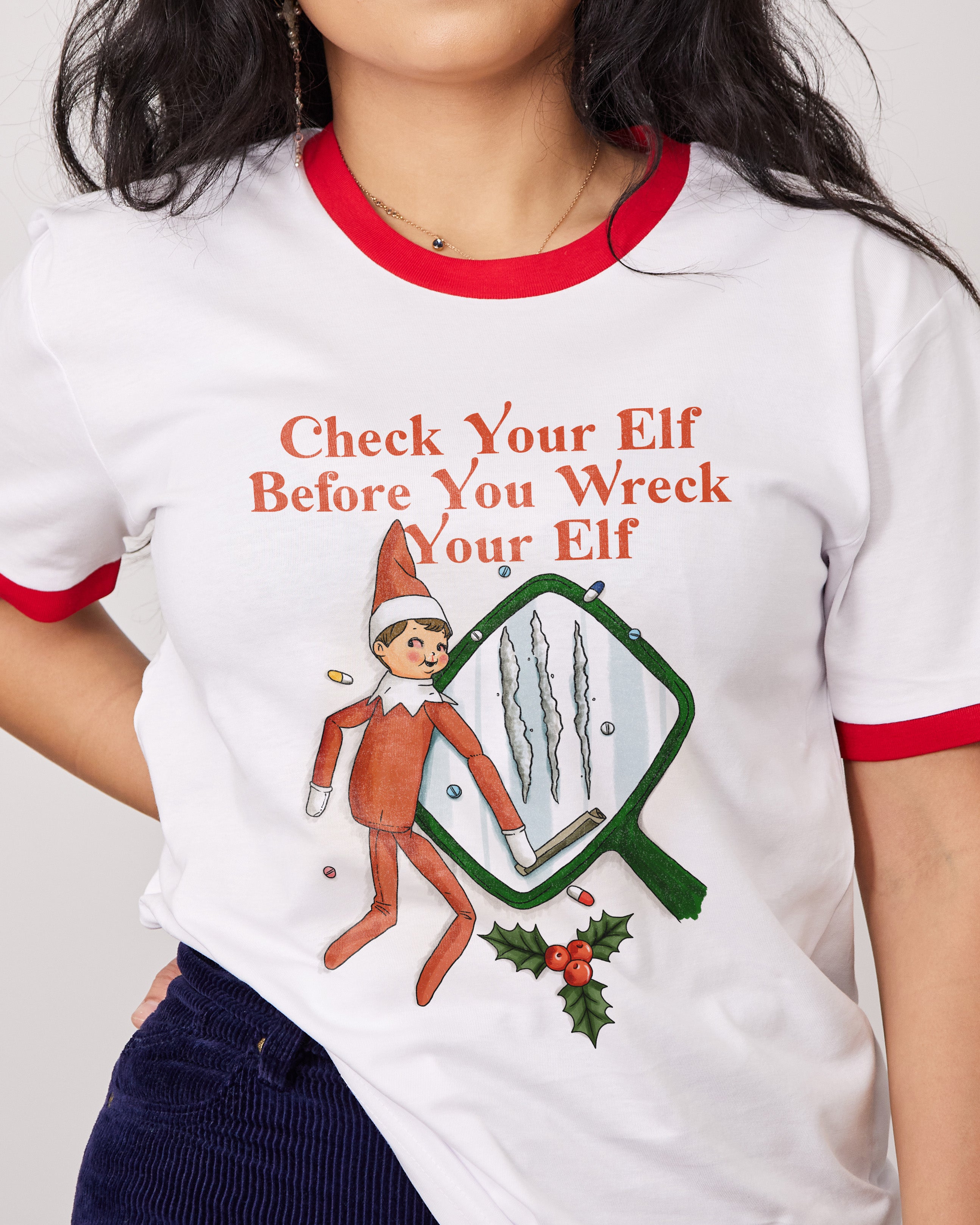 Check your Elf T-Shirt Australia Online Red Ringer
