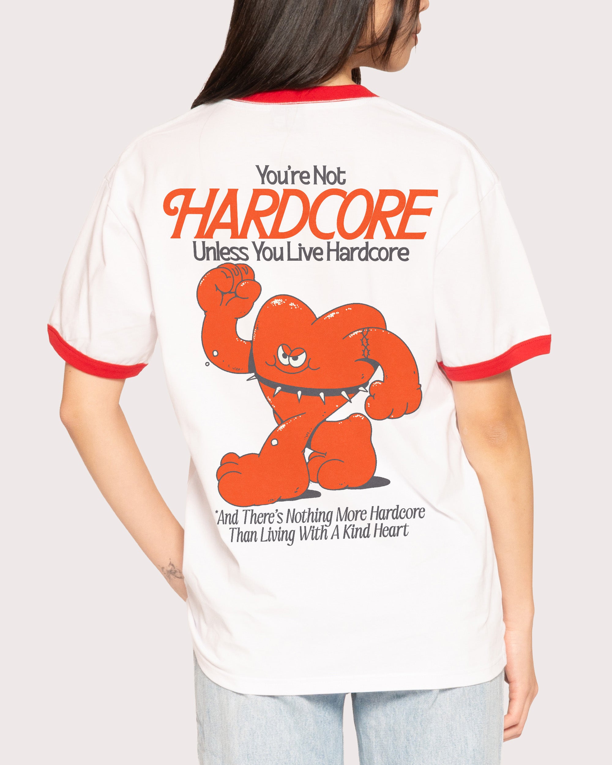 Hardcore Heartcore Red Ringer T-Shirt