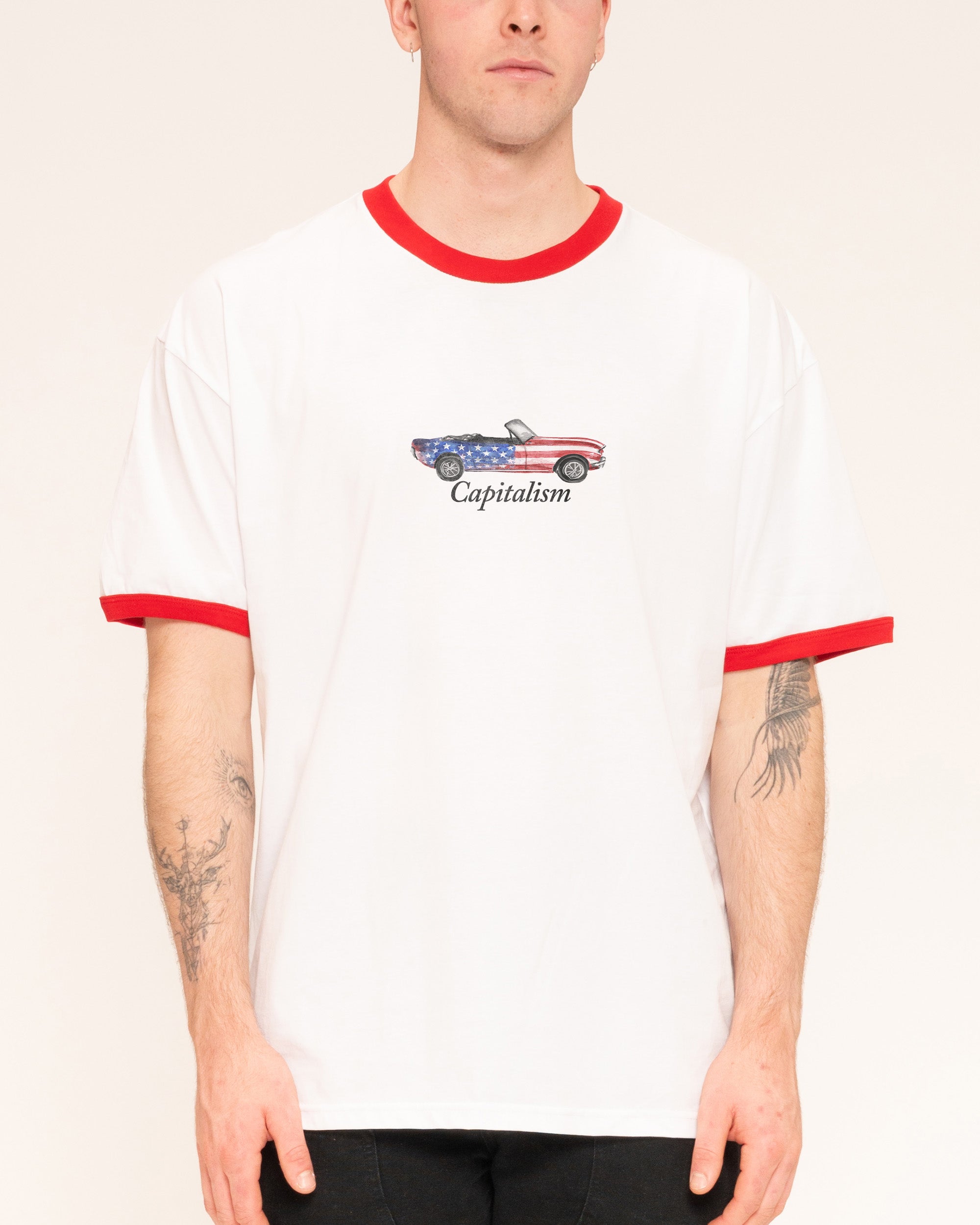 Capitalism Red Ringer T-Shirt
