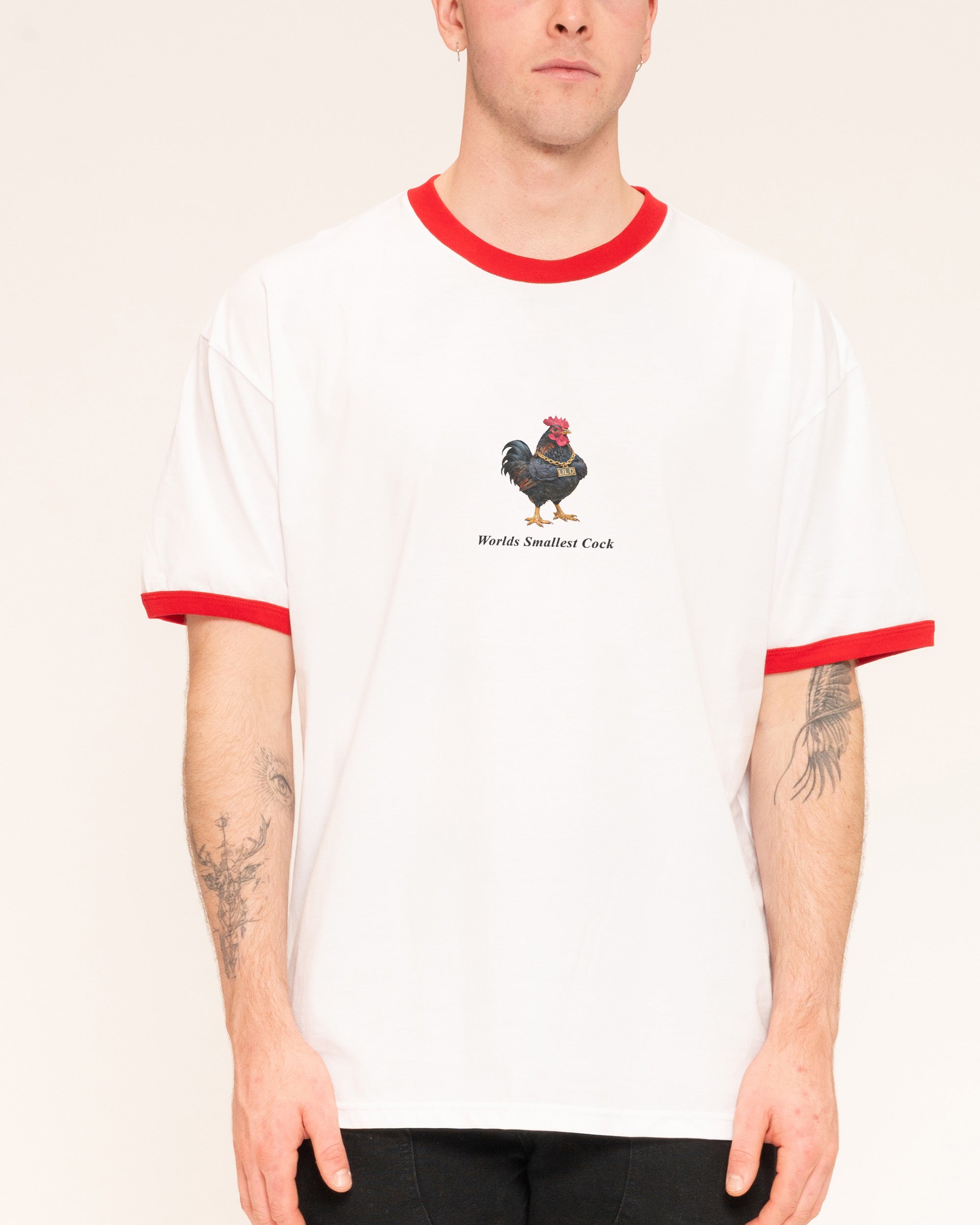 Worlds Smallest Cock Red Ringer T-Shirt