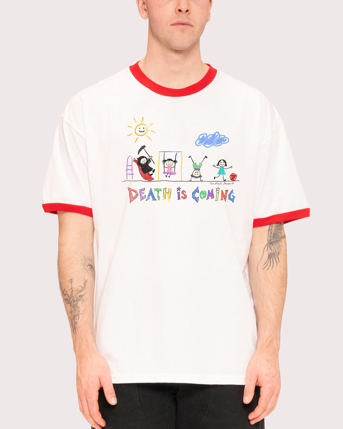 Death is Coming Red Ringer T-Shirt