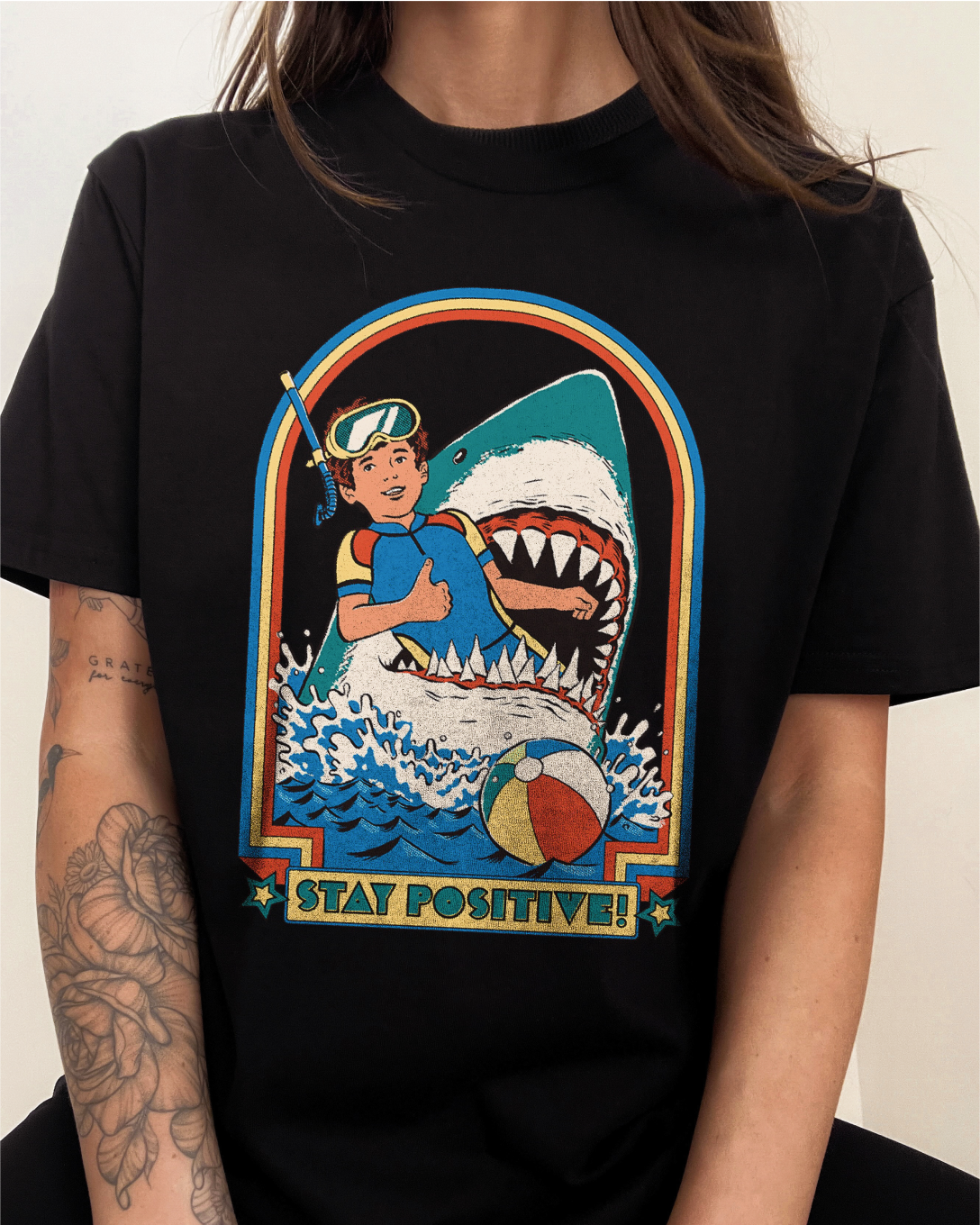 Stay Positive T-Shirt Australia Online #colour_black