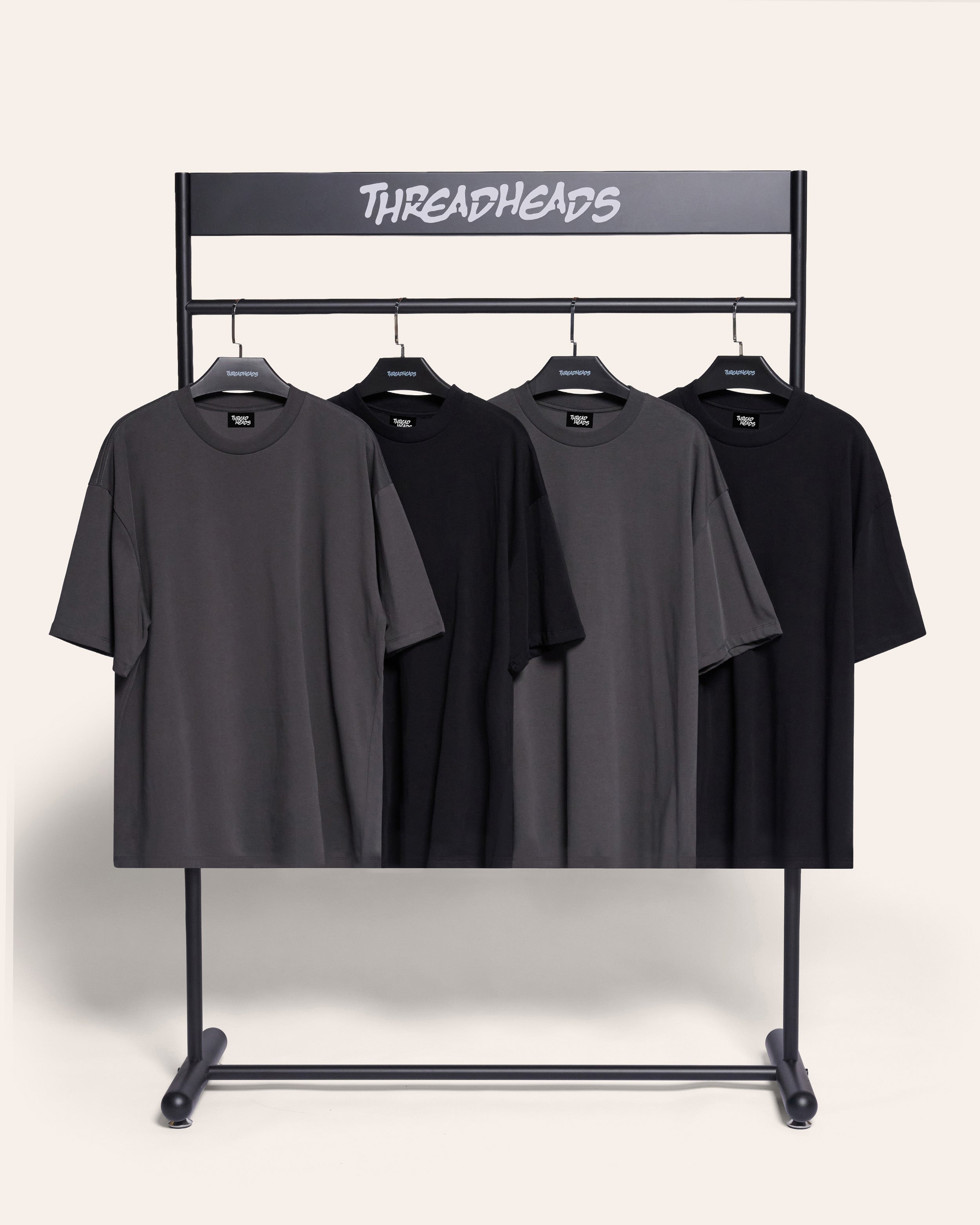 Oversized Tee 4 Pack: Black, Charcoal | Threadheads USA