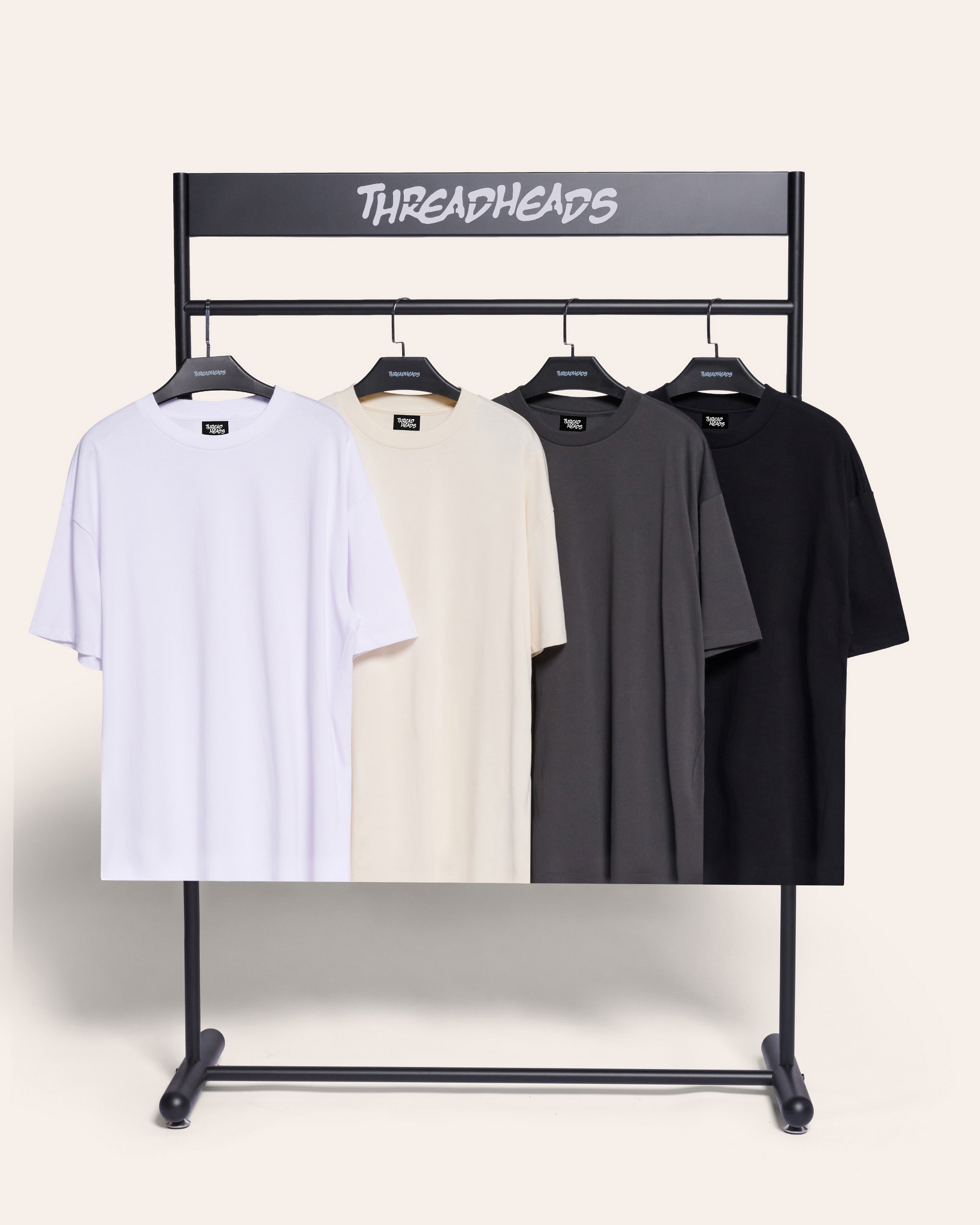 Oversized Tee 4 Pack: Black, Charcoal, Natural, White