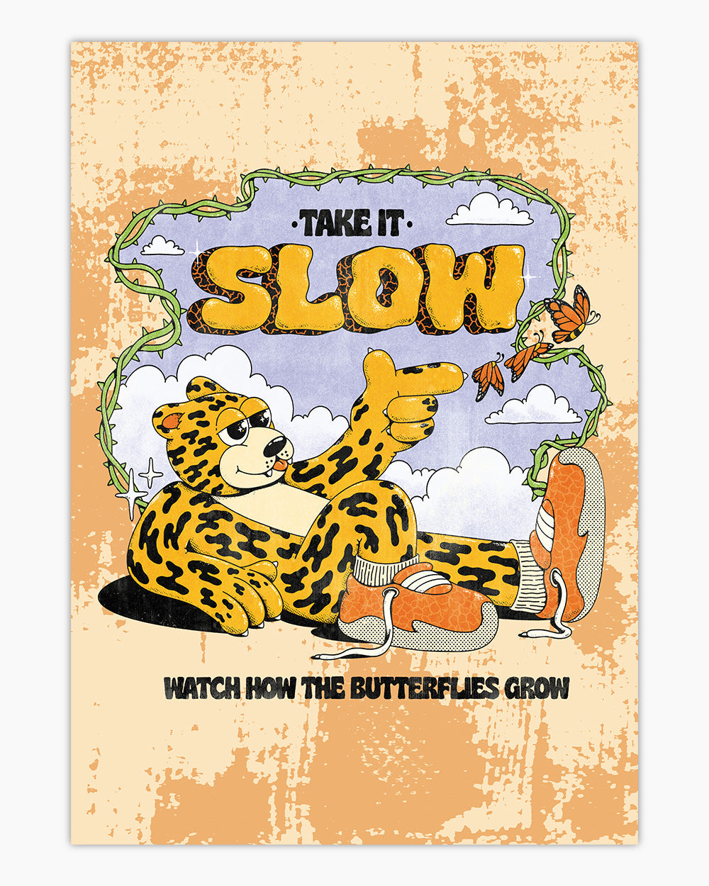 Take It Slow Art Print #colour_Orange