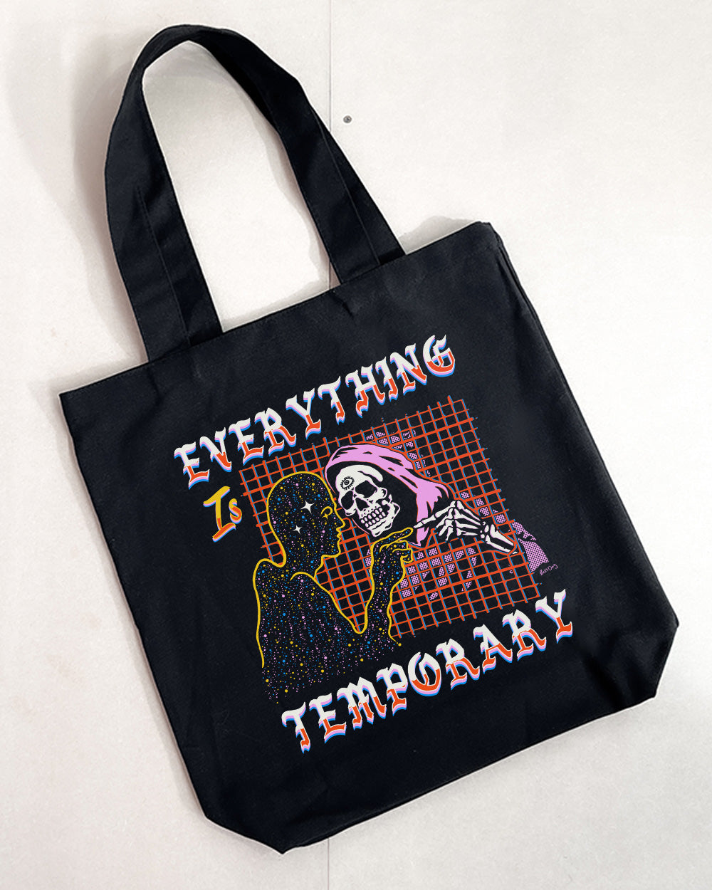Everything is Temporary Tote Bag Australia Online #colour_black