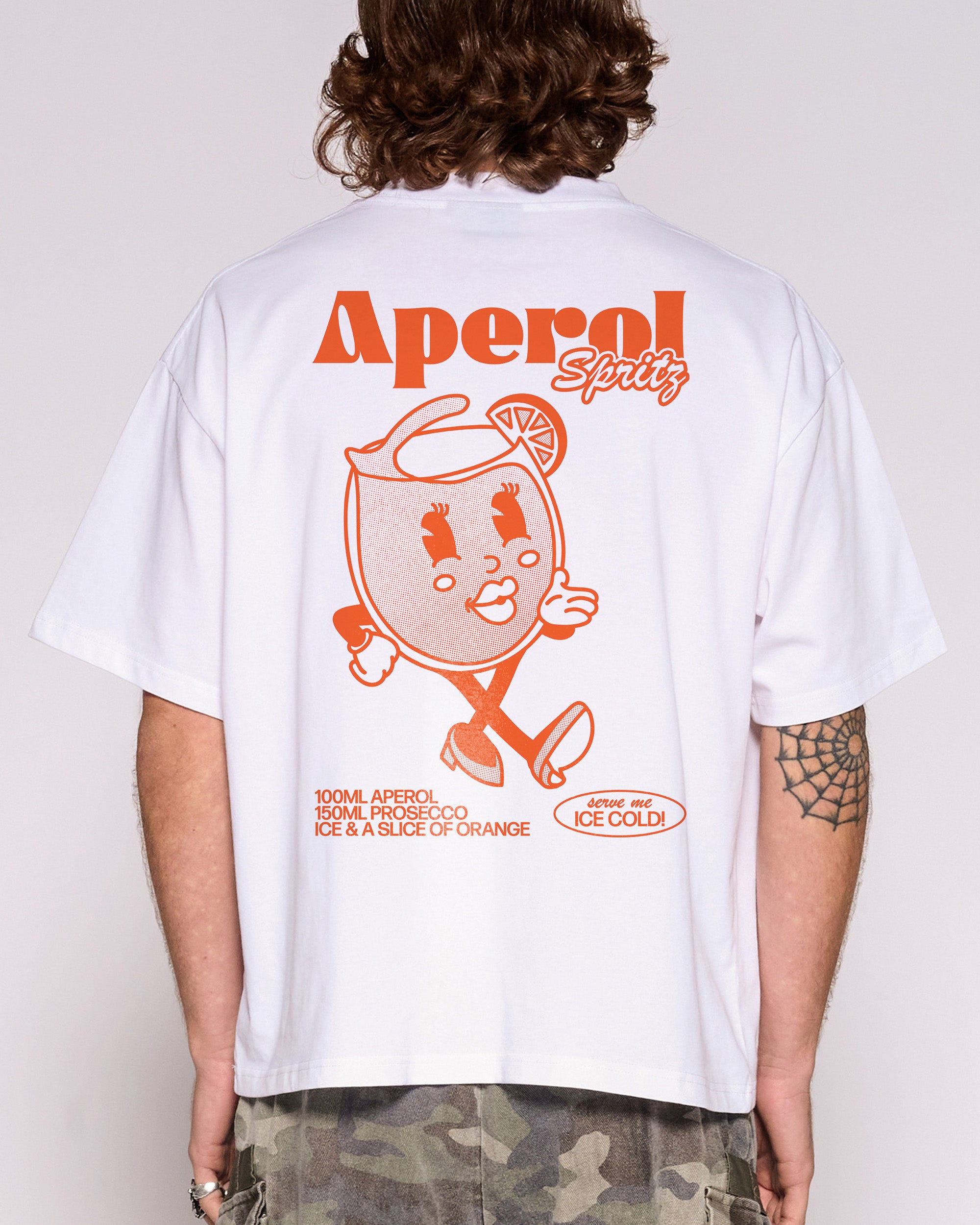 Aperol Spritz White Oversized Crop Tee
