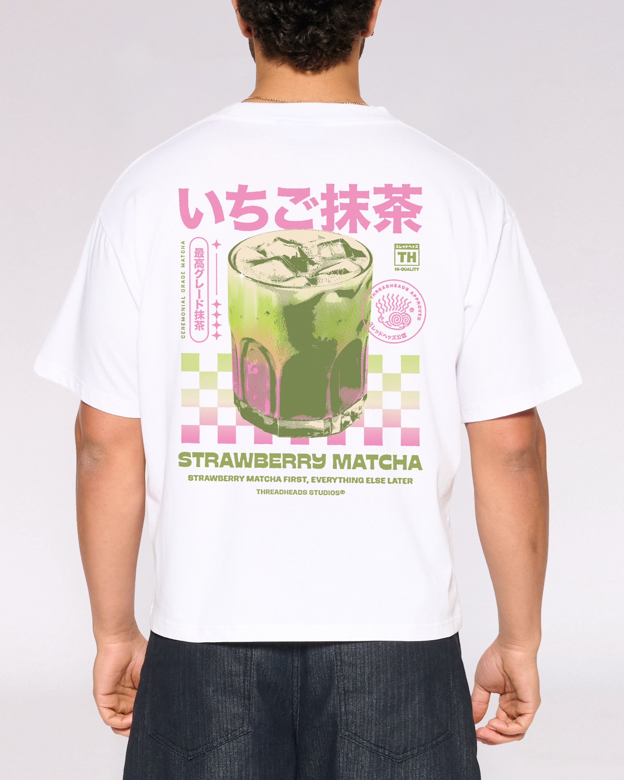 Strawberry Matcha Oversized Crop Tee