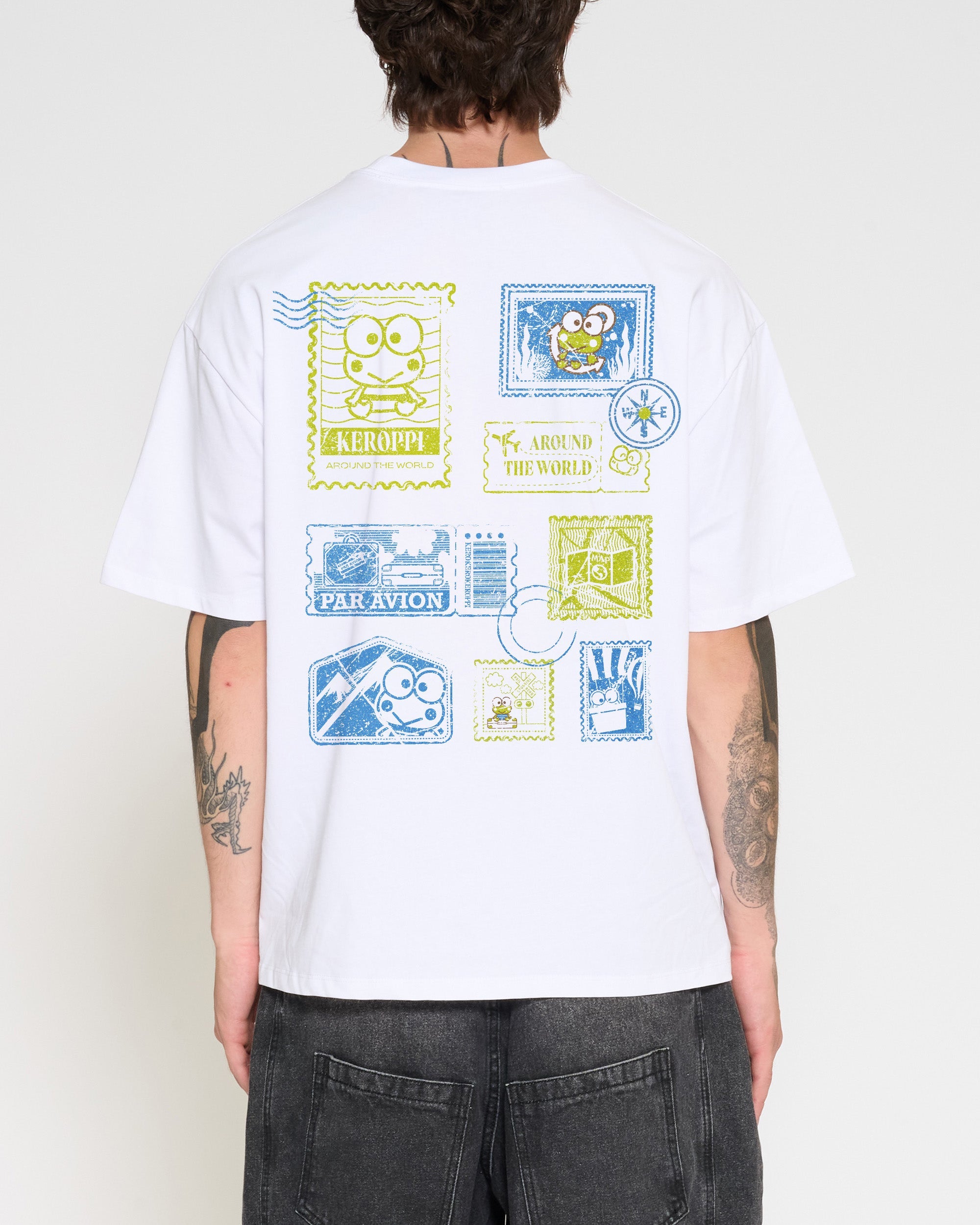 Keroppi Stamp Oversized Tee Official Hello Kitty and Friends collab Threadheads