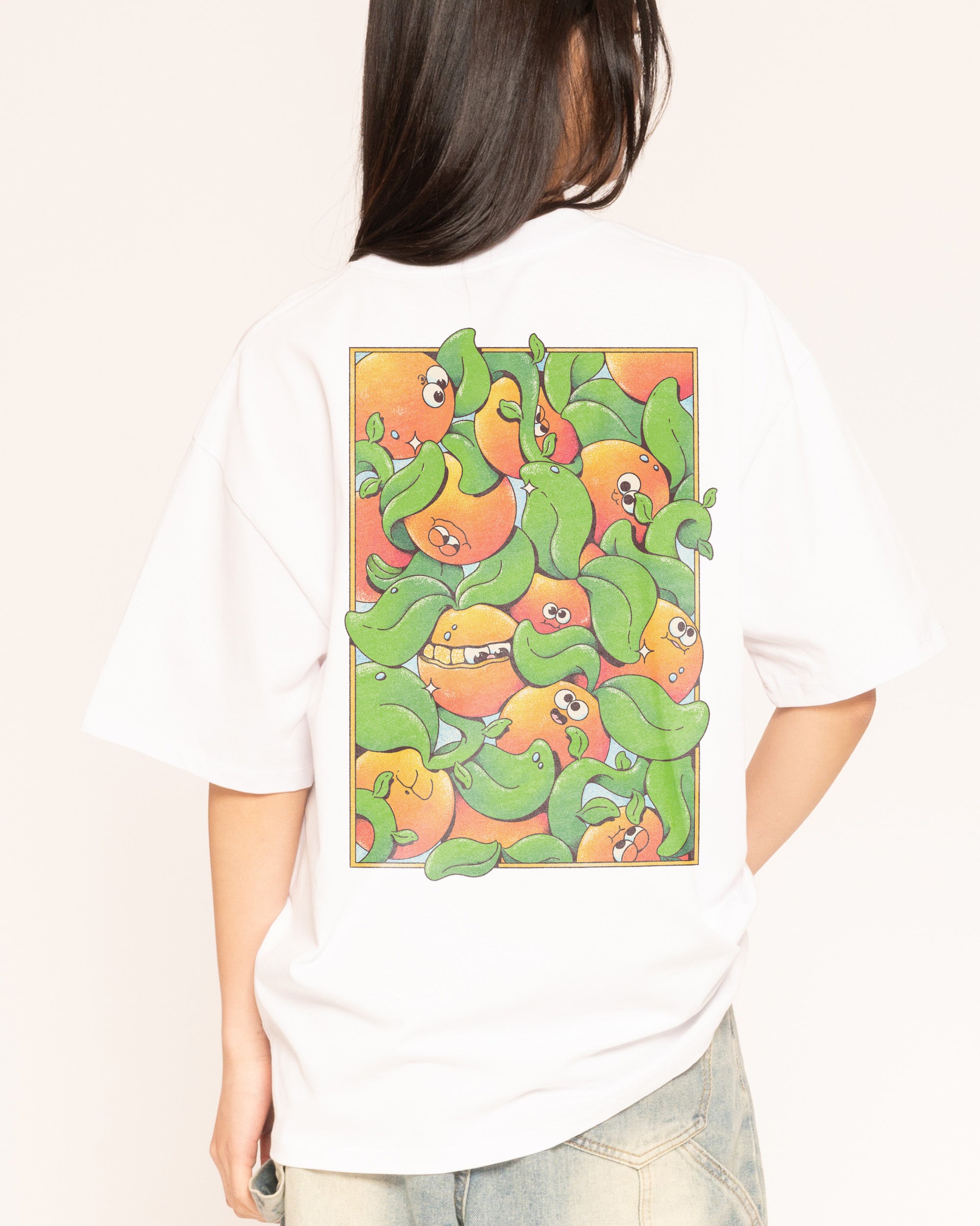 Orange Groove White Oversized Tee