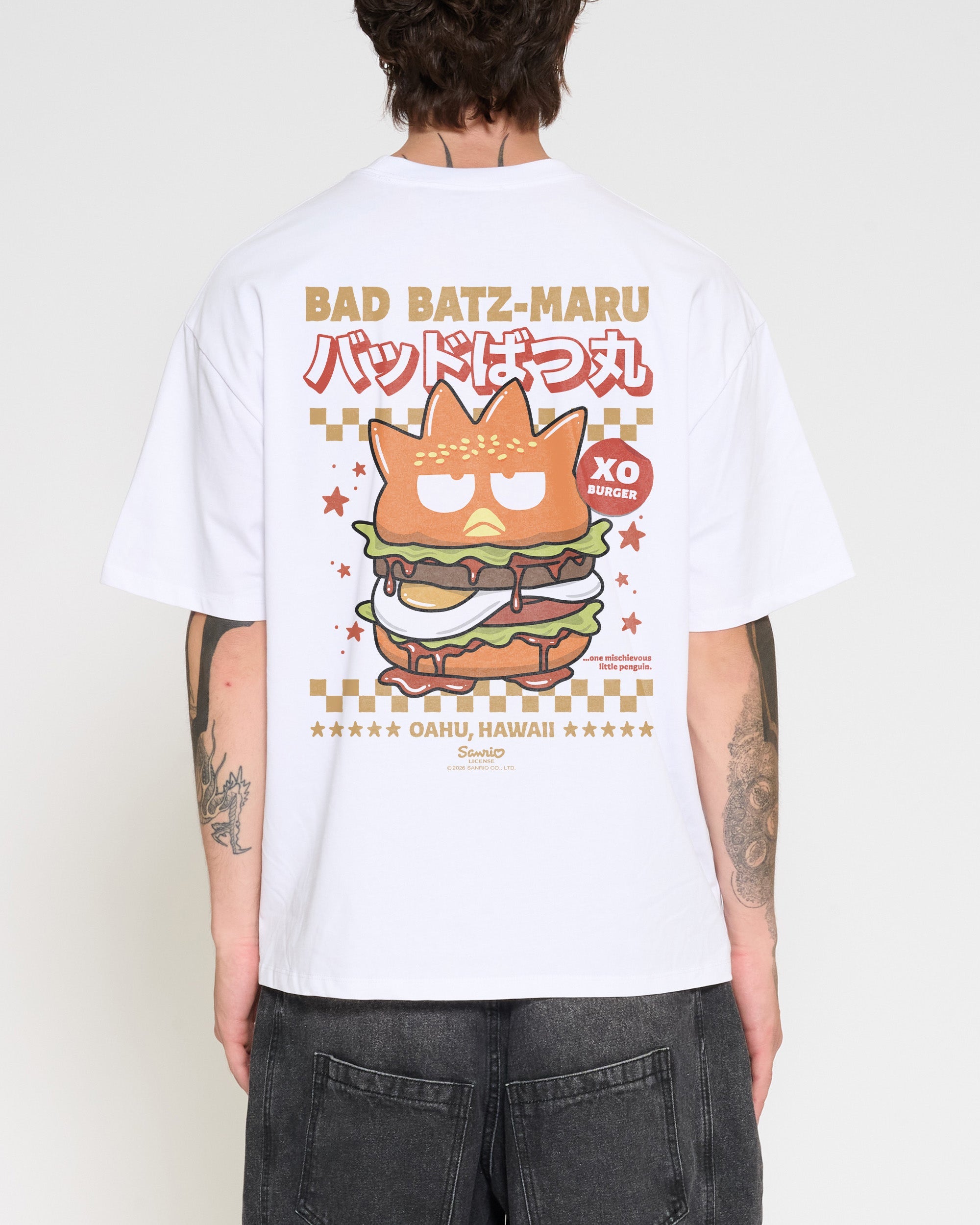 Bad Badtz-Maru Burger Oversized Tee Official Hello Kitty and Friends collab Threadheads