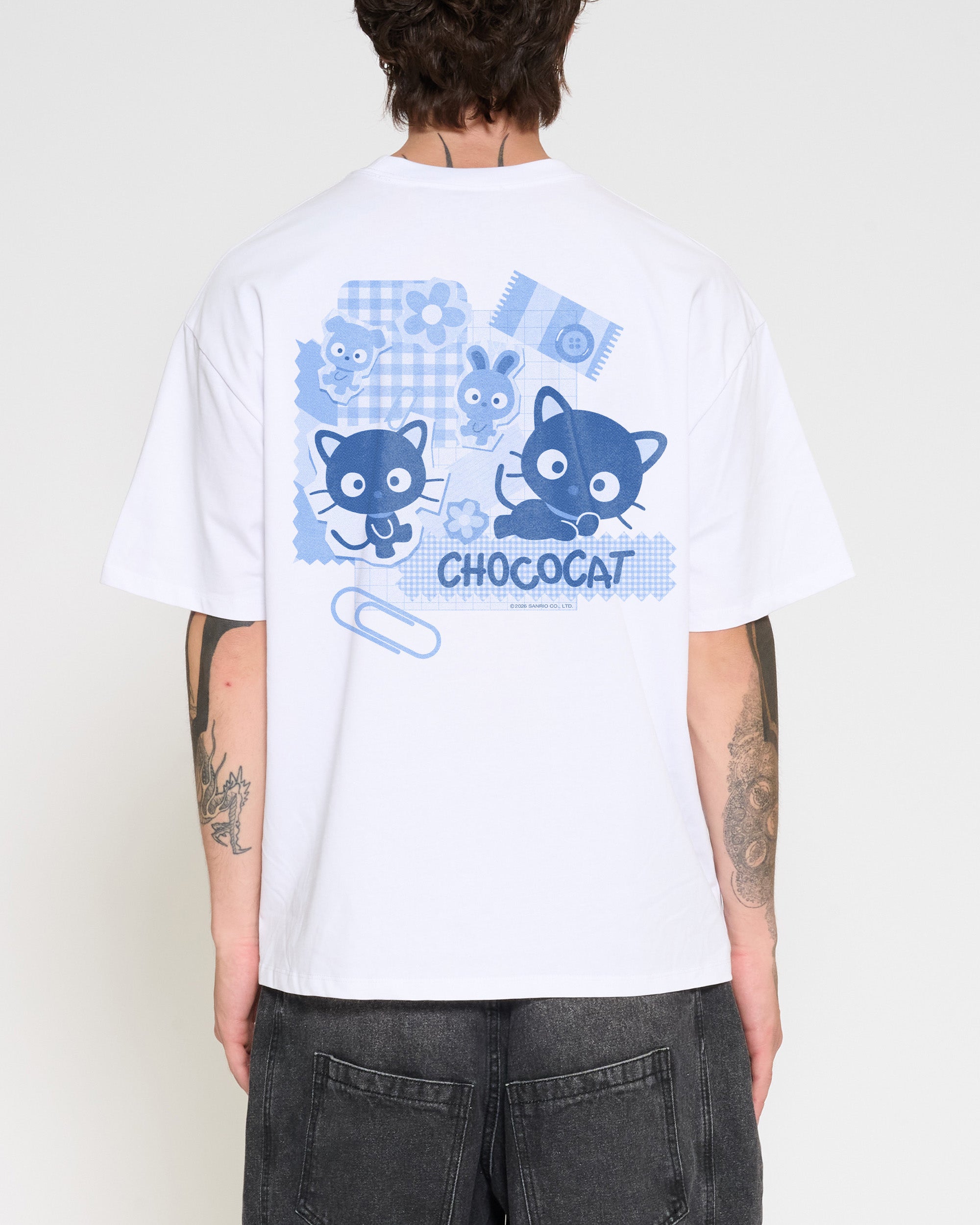 Chococat Scrapbook Oversized Tee Official Hello Kitty and Friends collab Threadheads